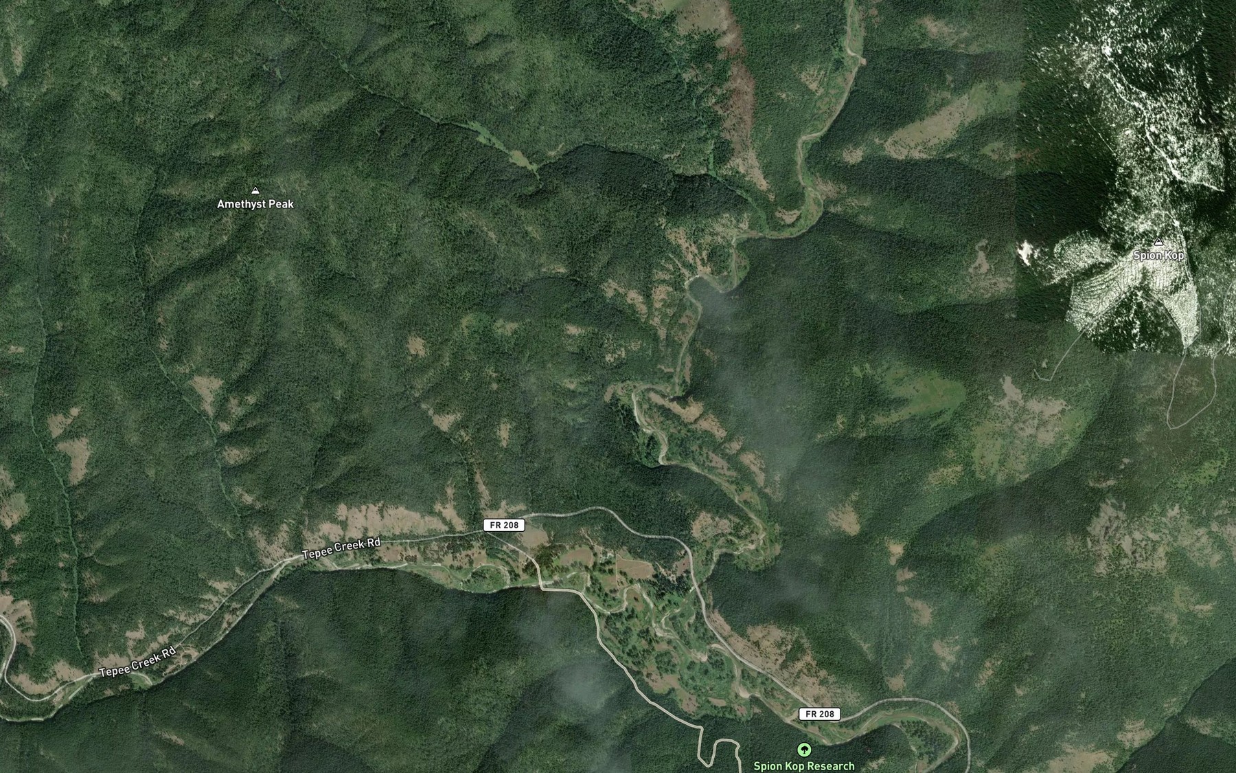 Satellite map of the Burnt Creek