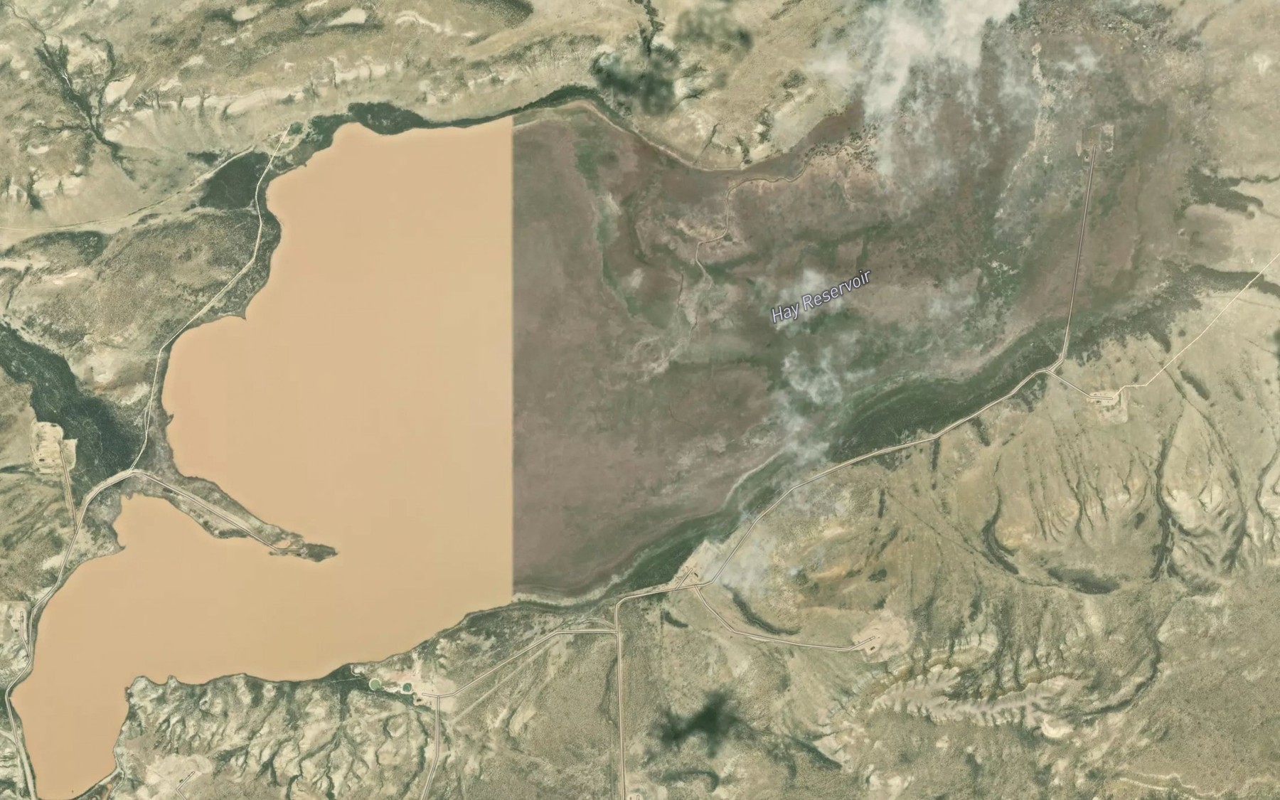Satellite map of the Hay Reservoir