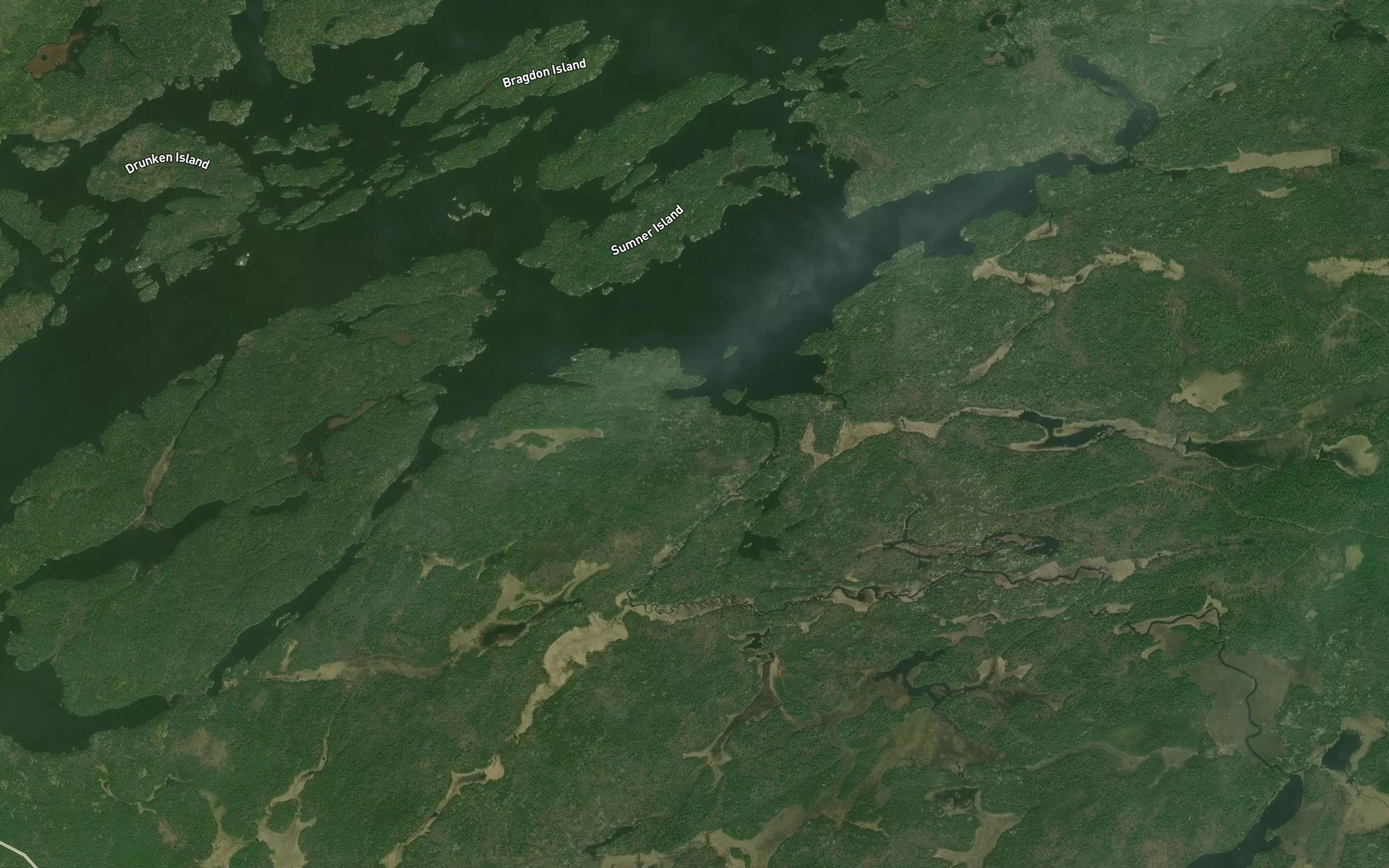 Satellite map of the Satchels Creek