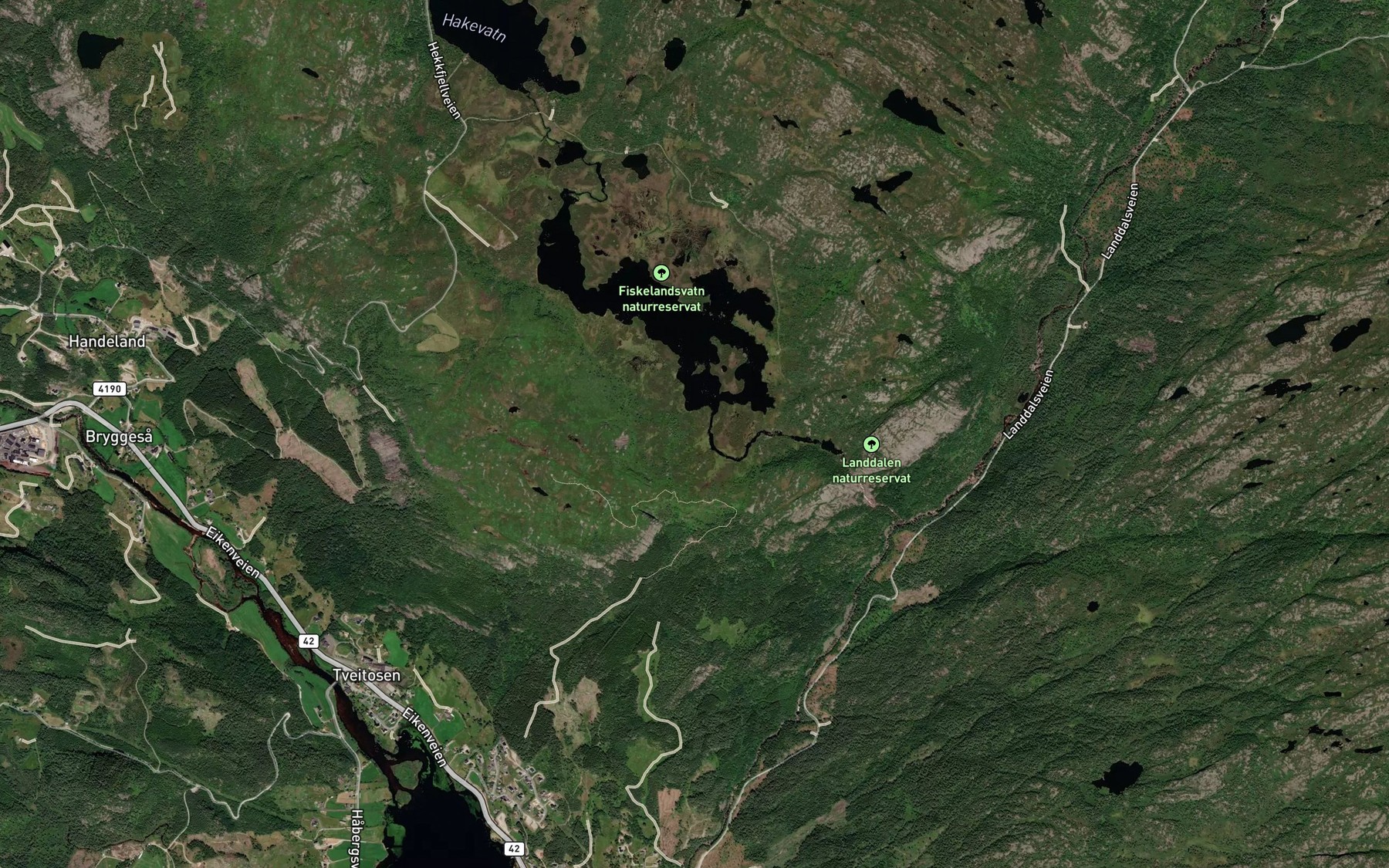 Satellite map of the Fiskelandsvatnet