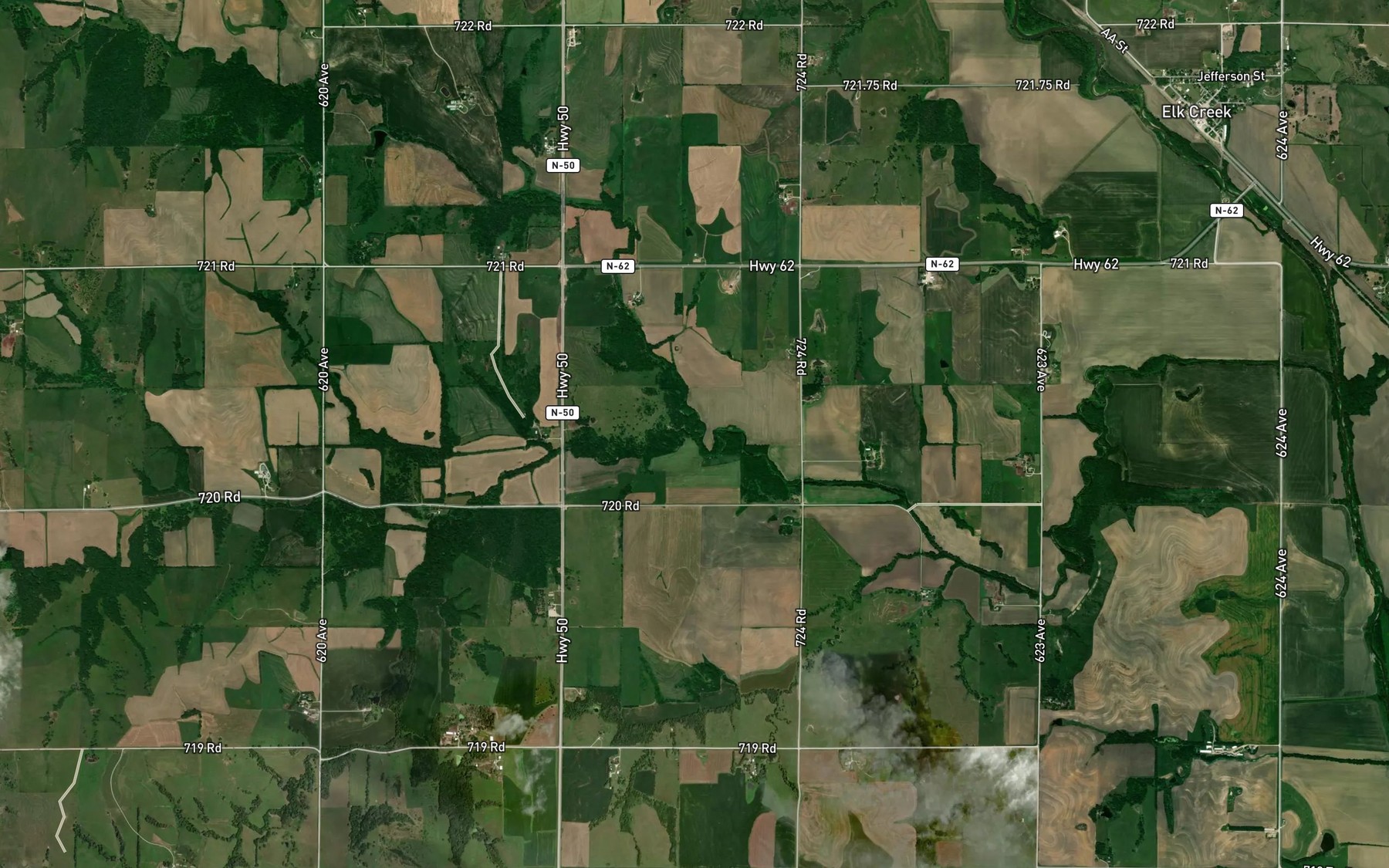 Satellite map of the Elk Creek