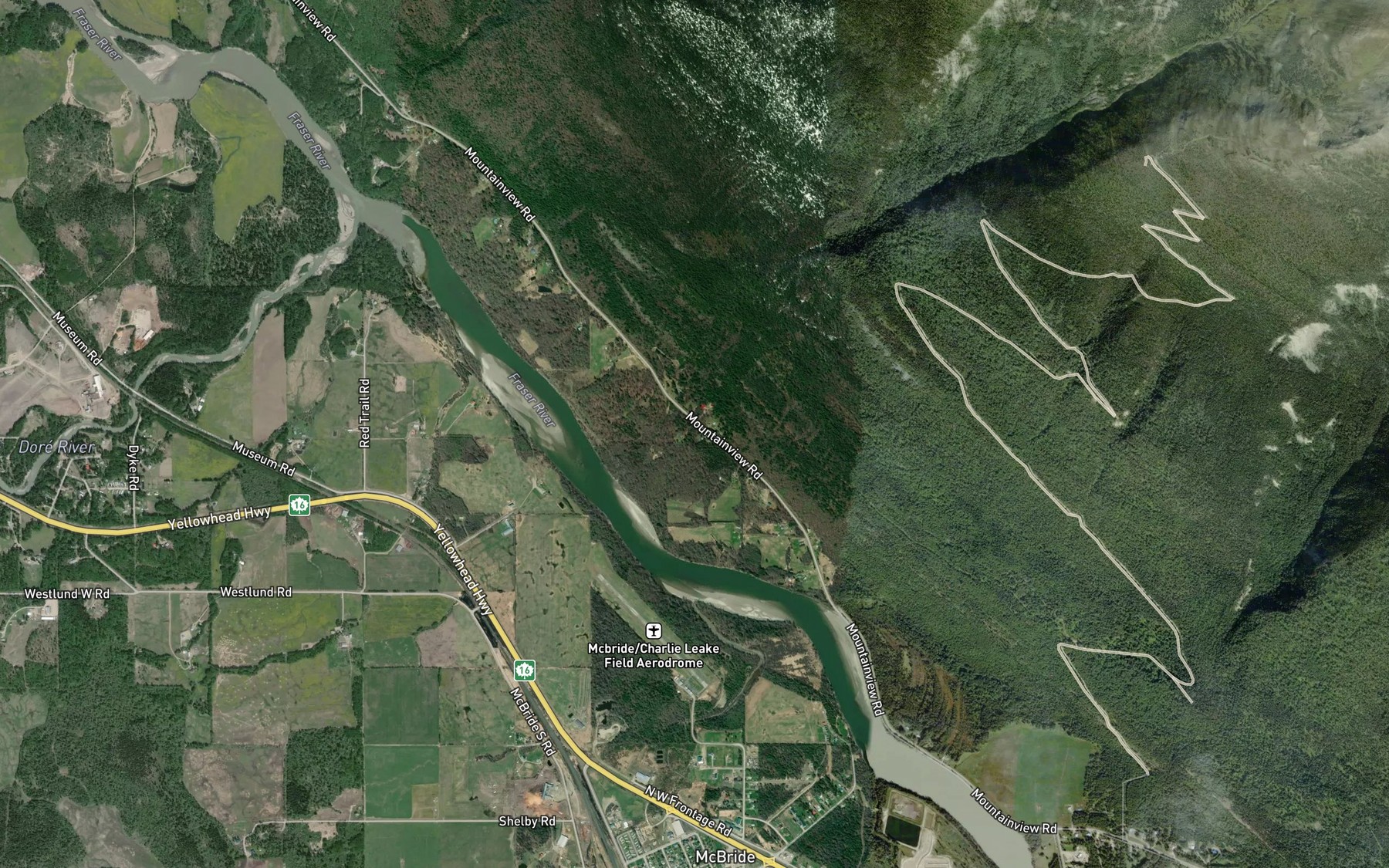 Satellite map of the Sunbeam Creek