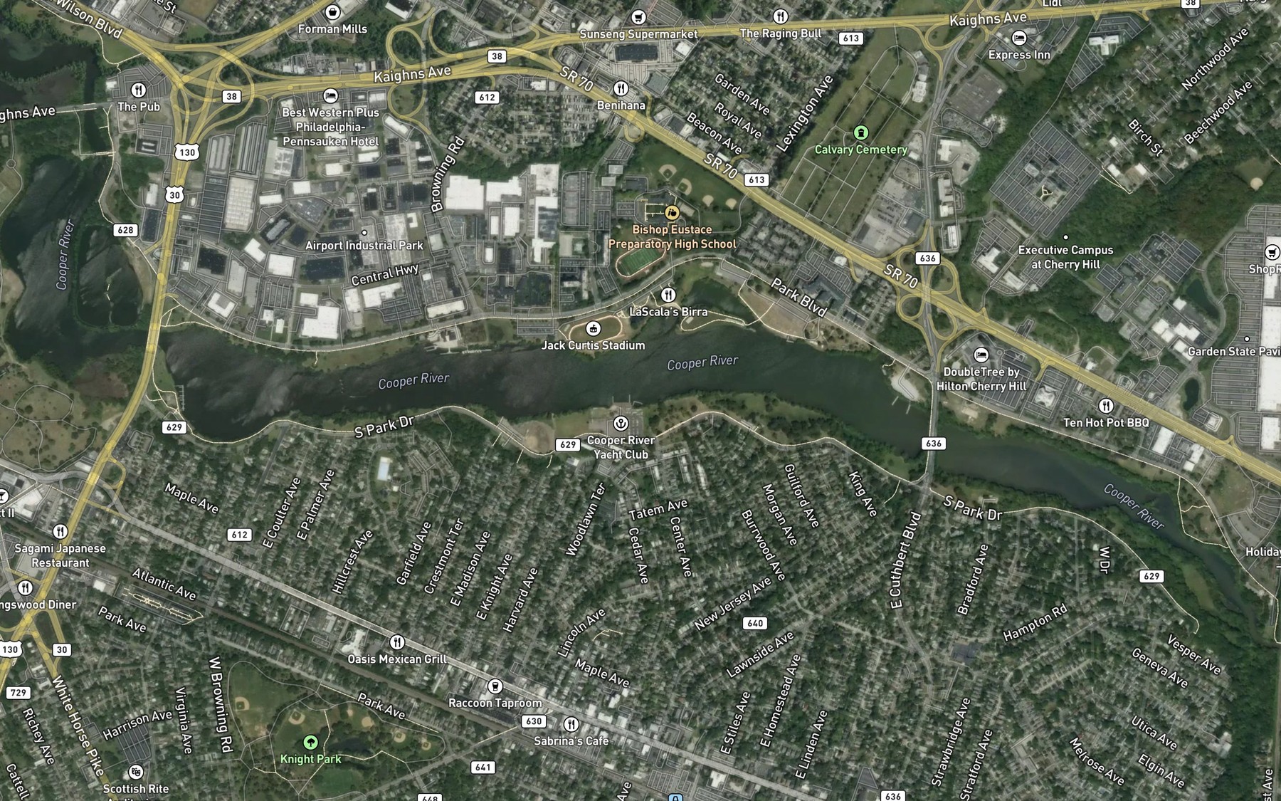 Satellite map of the Cooper River Lake