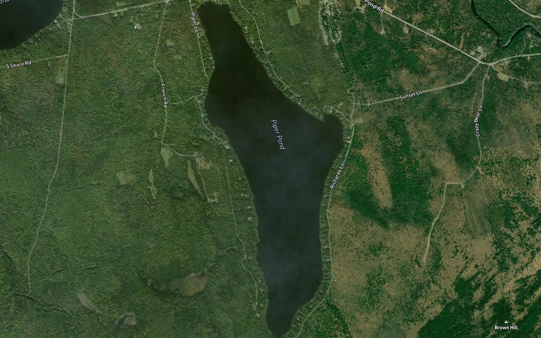 Satellite map of the Piper Pond