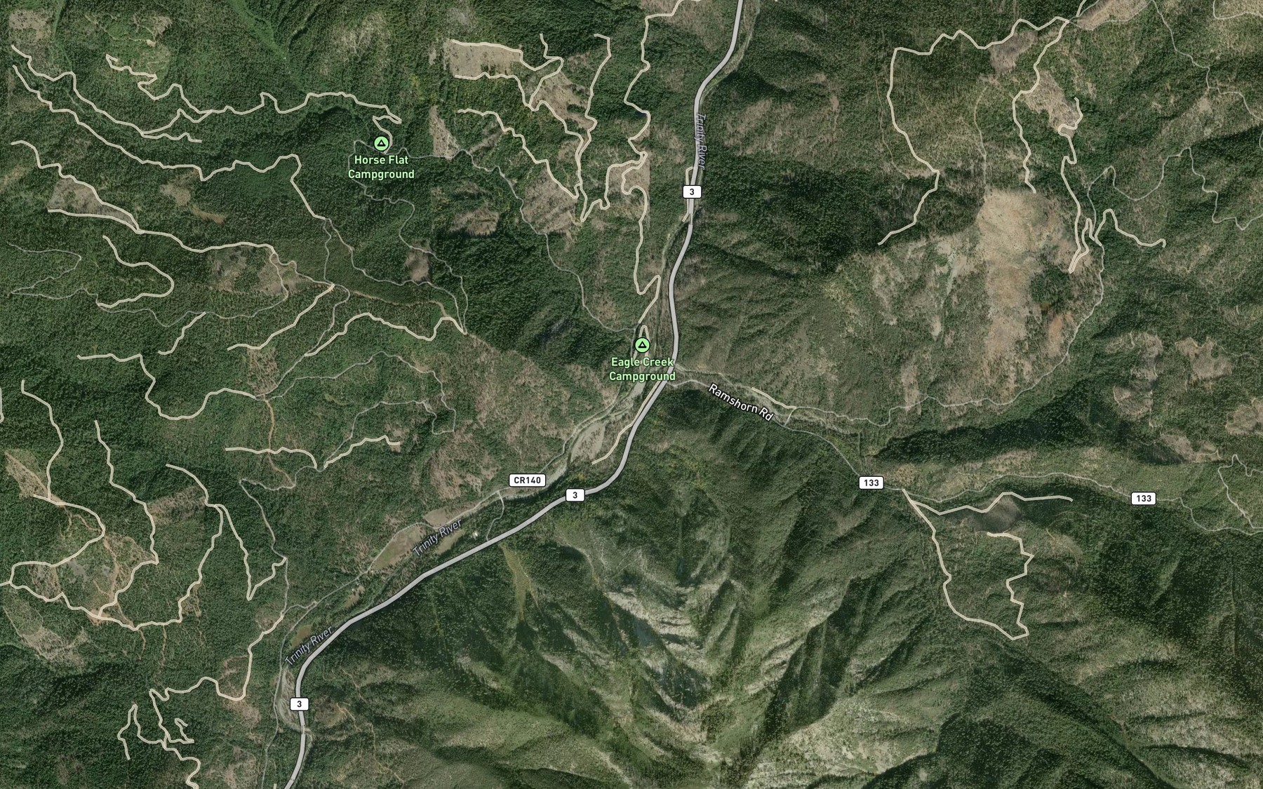 Satellite map of the Eagle Creek