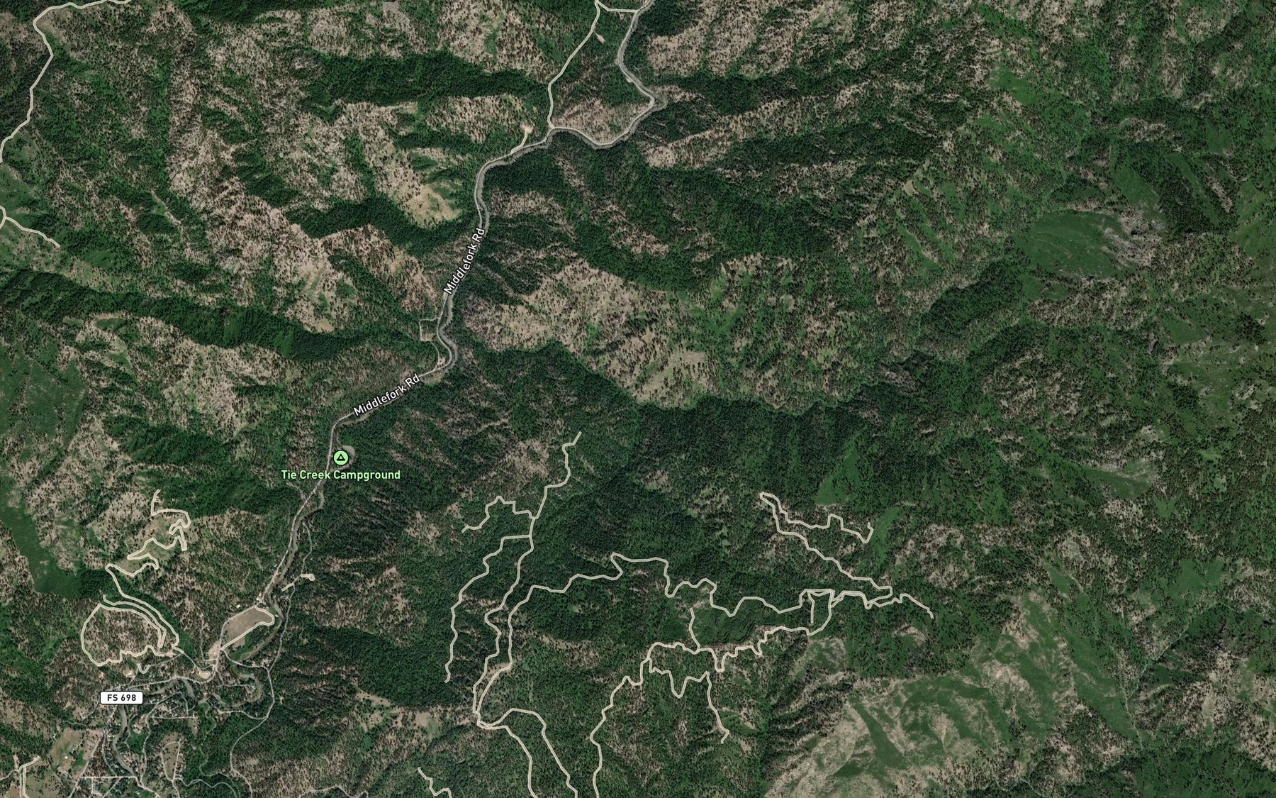 Satellite map of the Little Bulldog Creek