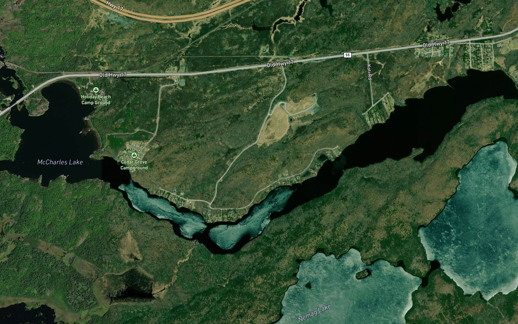 Satellite map of the McCharles Lake