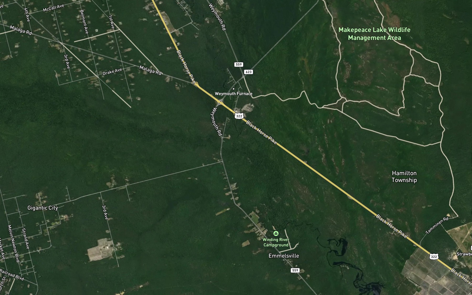 Satellite map of the Deep Run