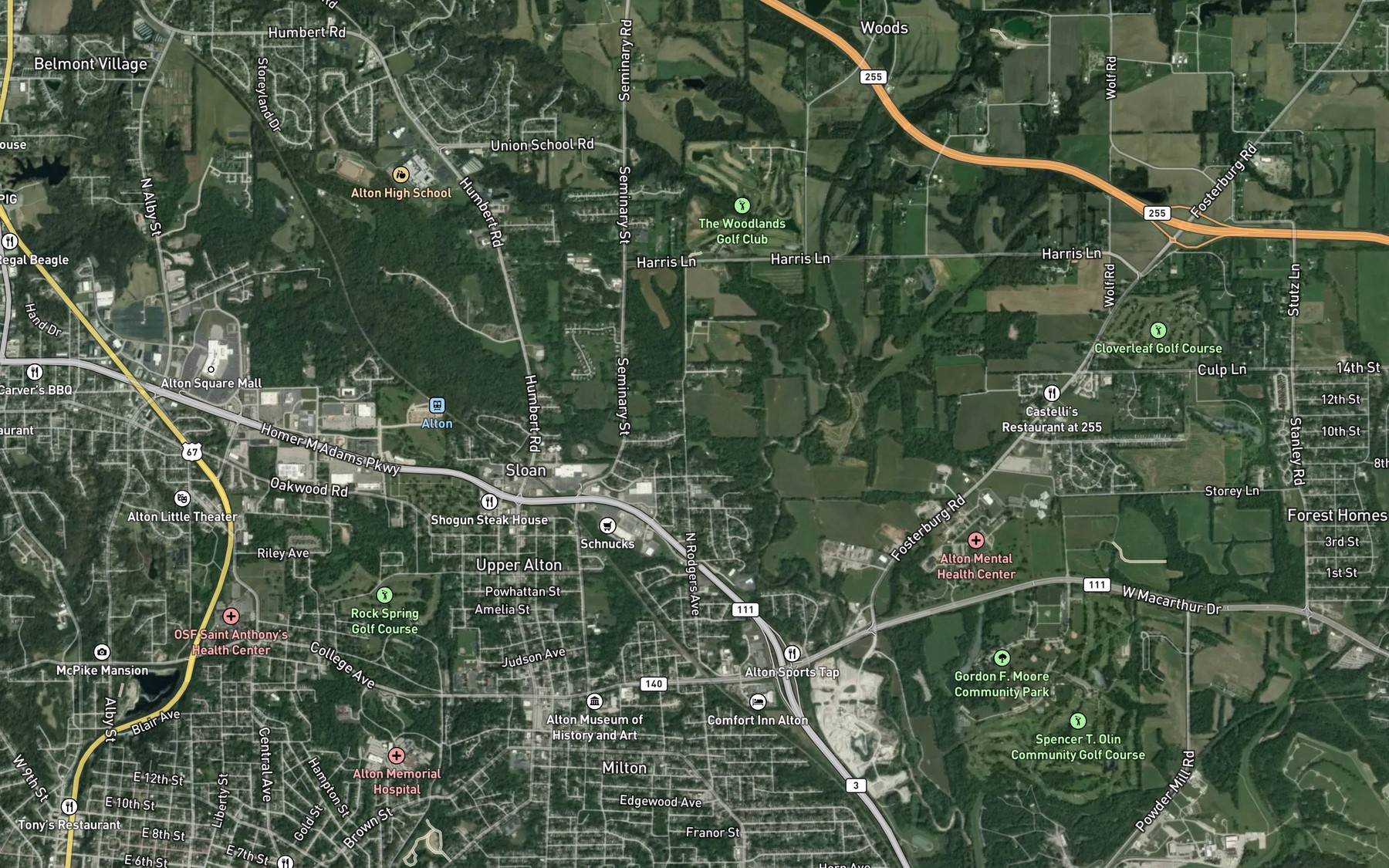 Satellite map of the Rock Creek