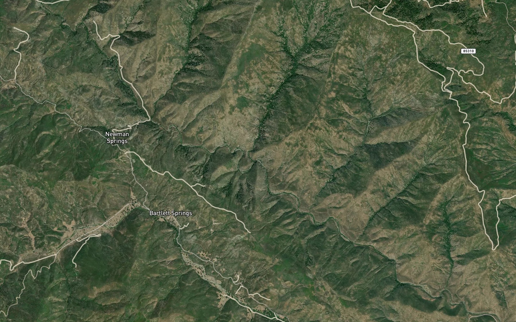 Satellite map of the Hospital Creek