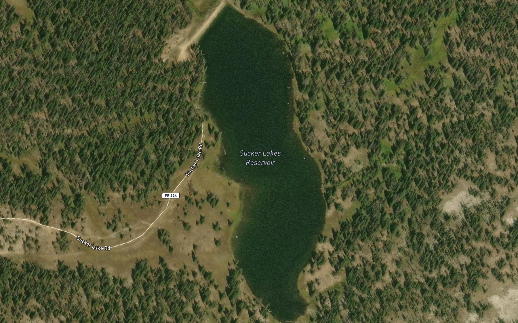 Satellite map of the Sucker Lakes Reservoir