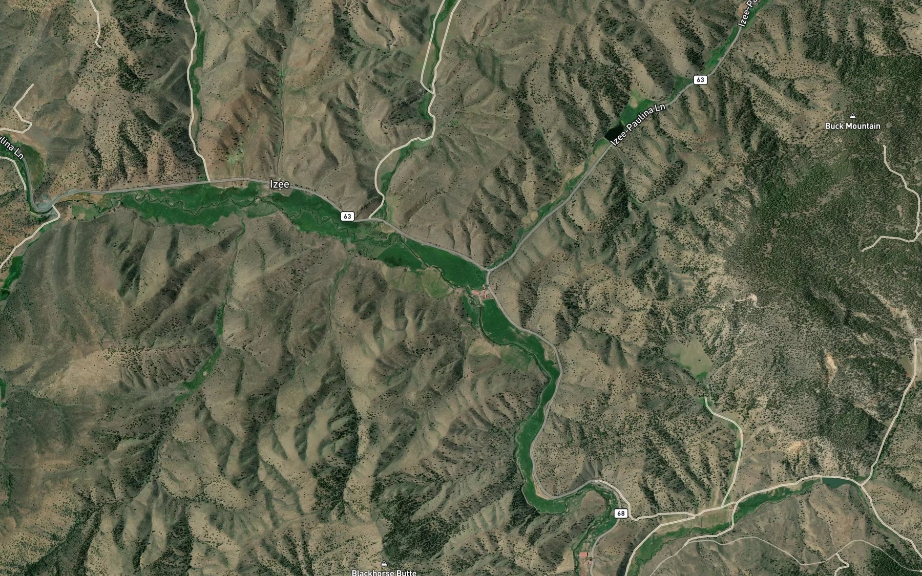 Satellite map of the Antelope Creek
