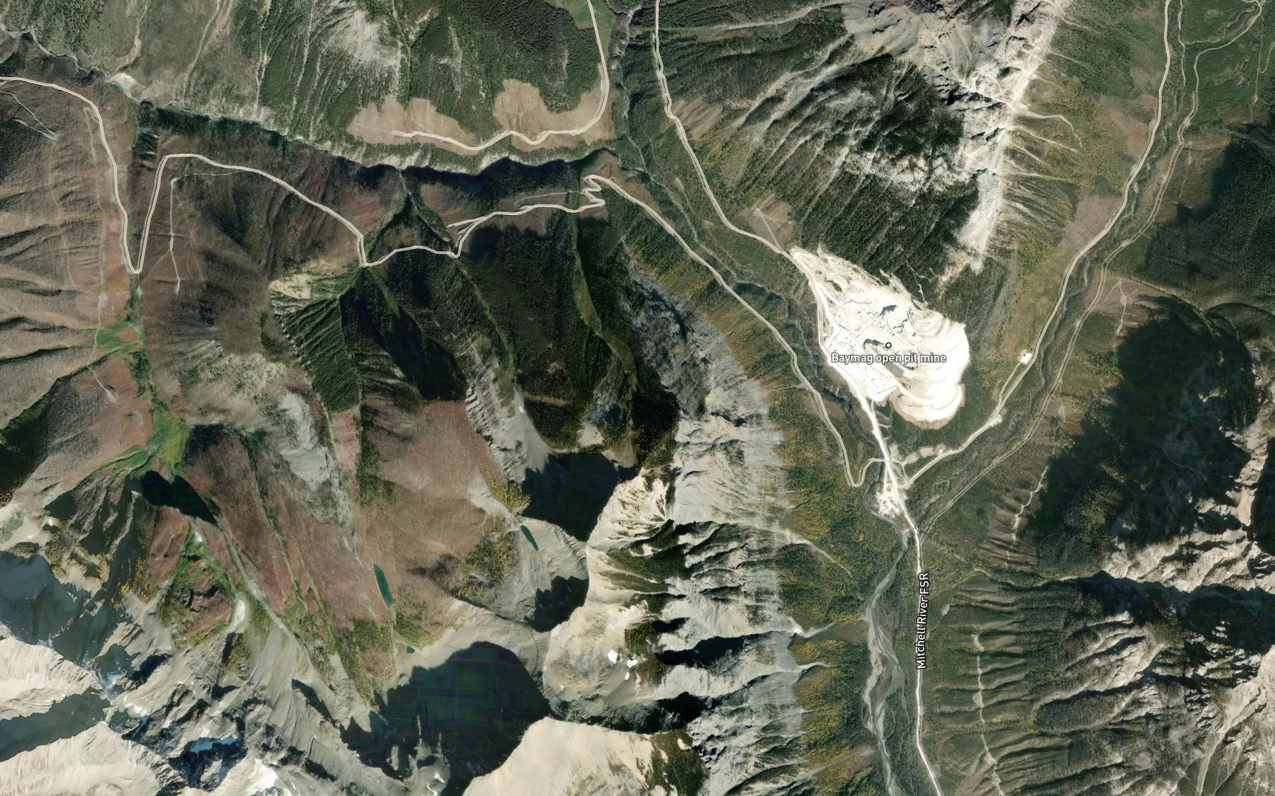 Satellite map of the Magnesite Creek