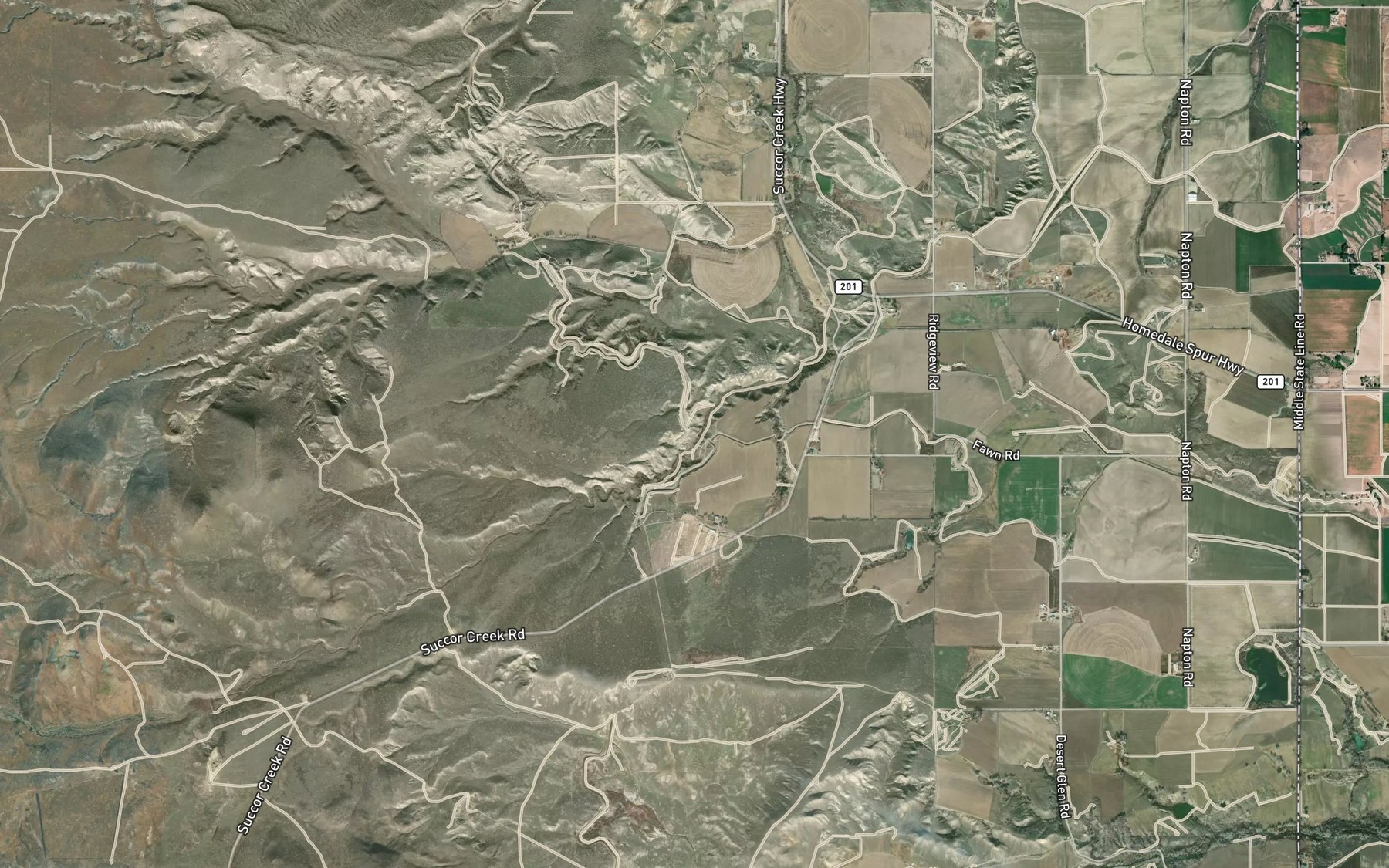 Satellite map of the North Alkali Creek Siphon