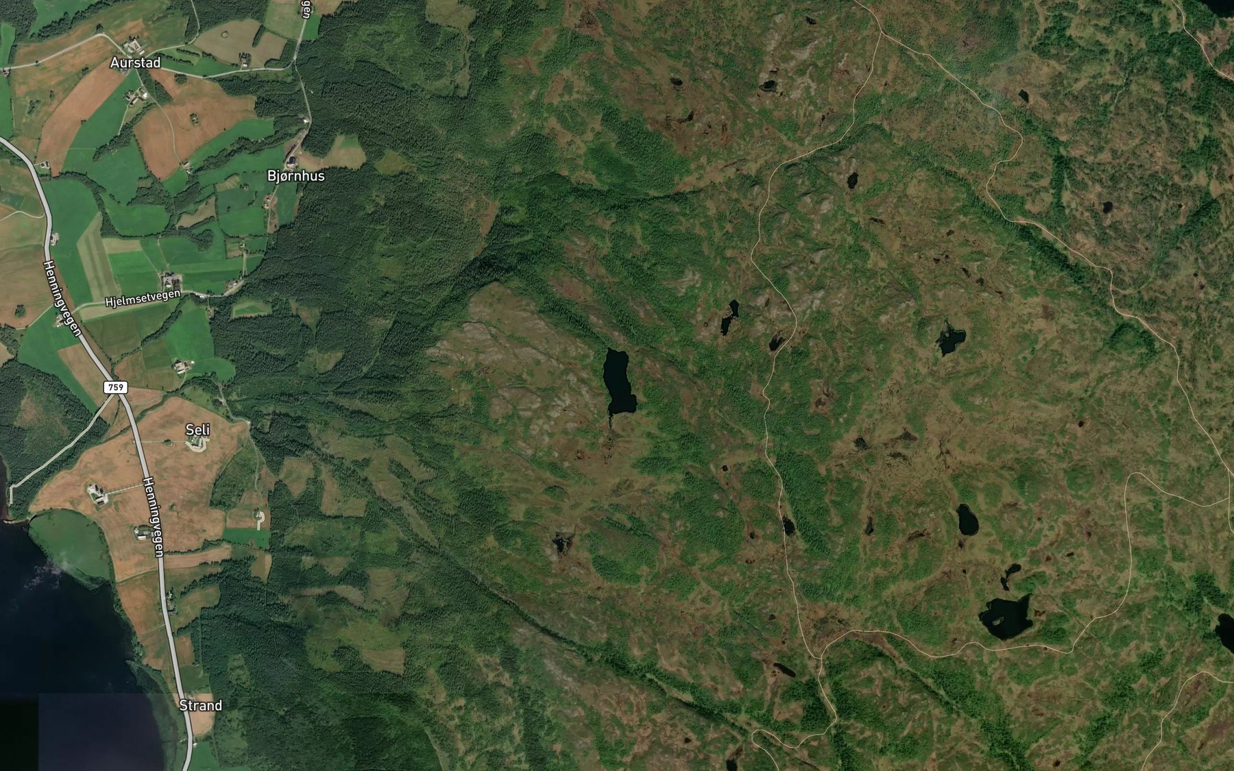 Satellite map of the Hjelmsettjorna