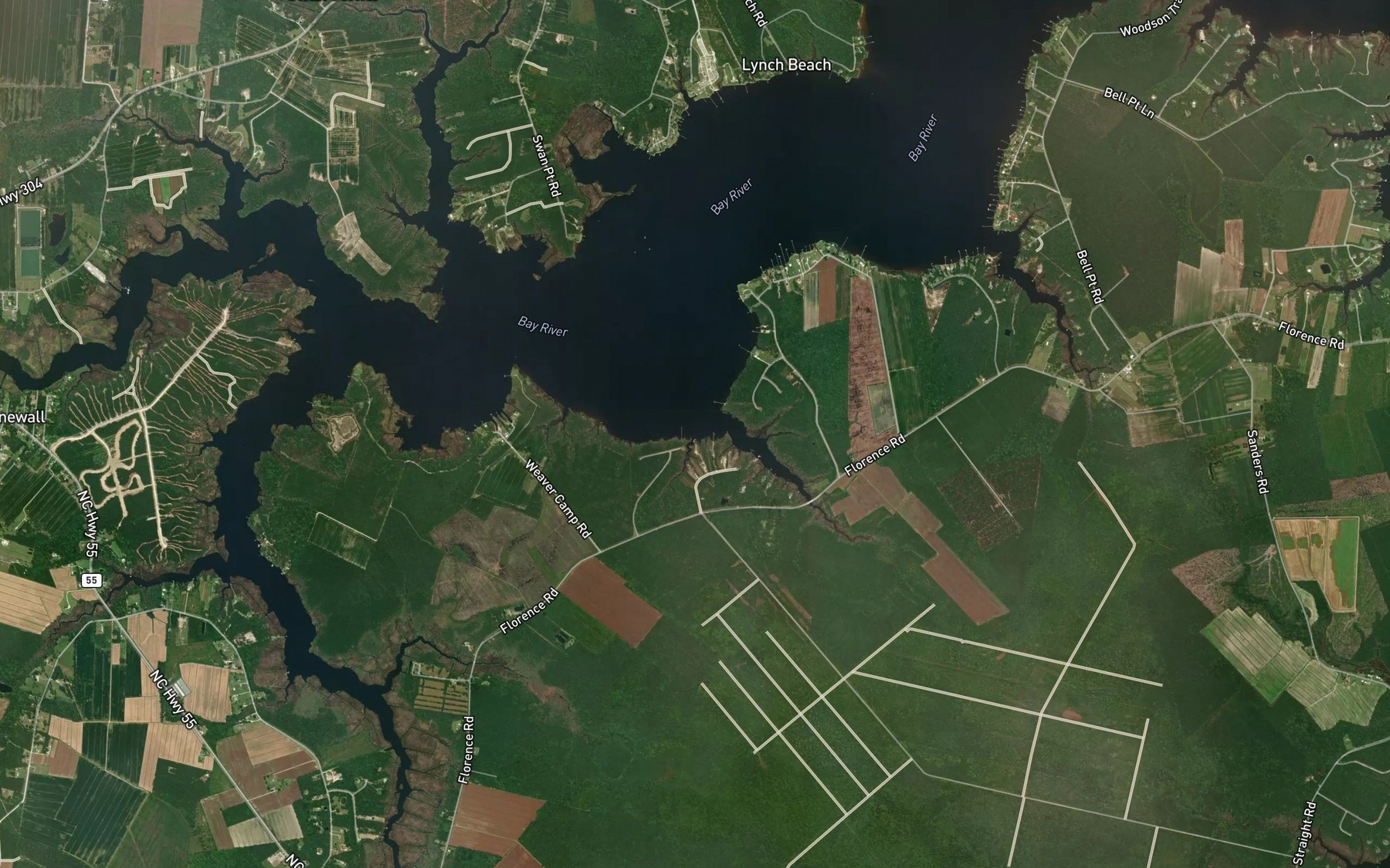 Satellite map of the Lewis Creek