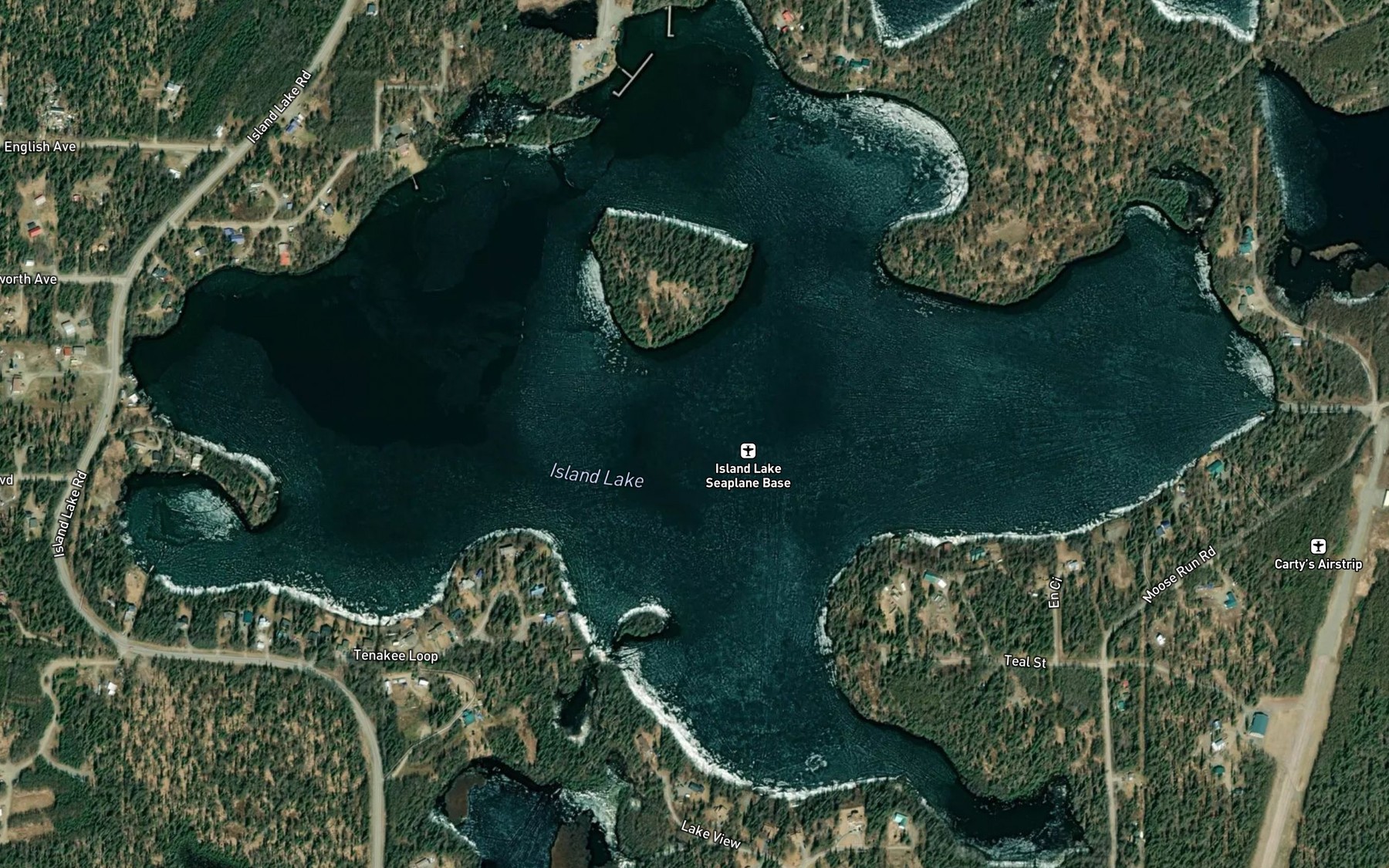Satellite map of the Island Lake