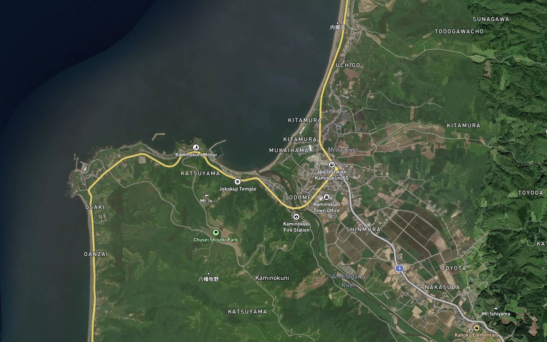 Satellite map of the Kaminokuni-mena Gawa