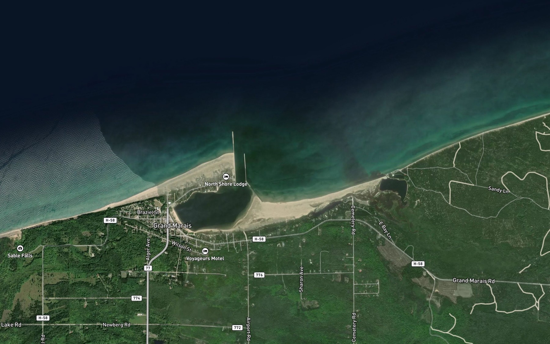 Satellite map of the Harbor of Refuge