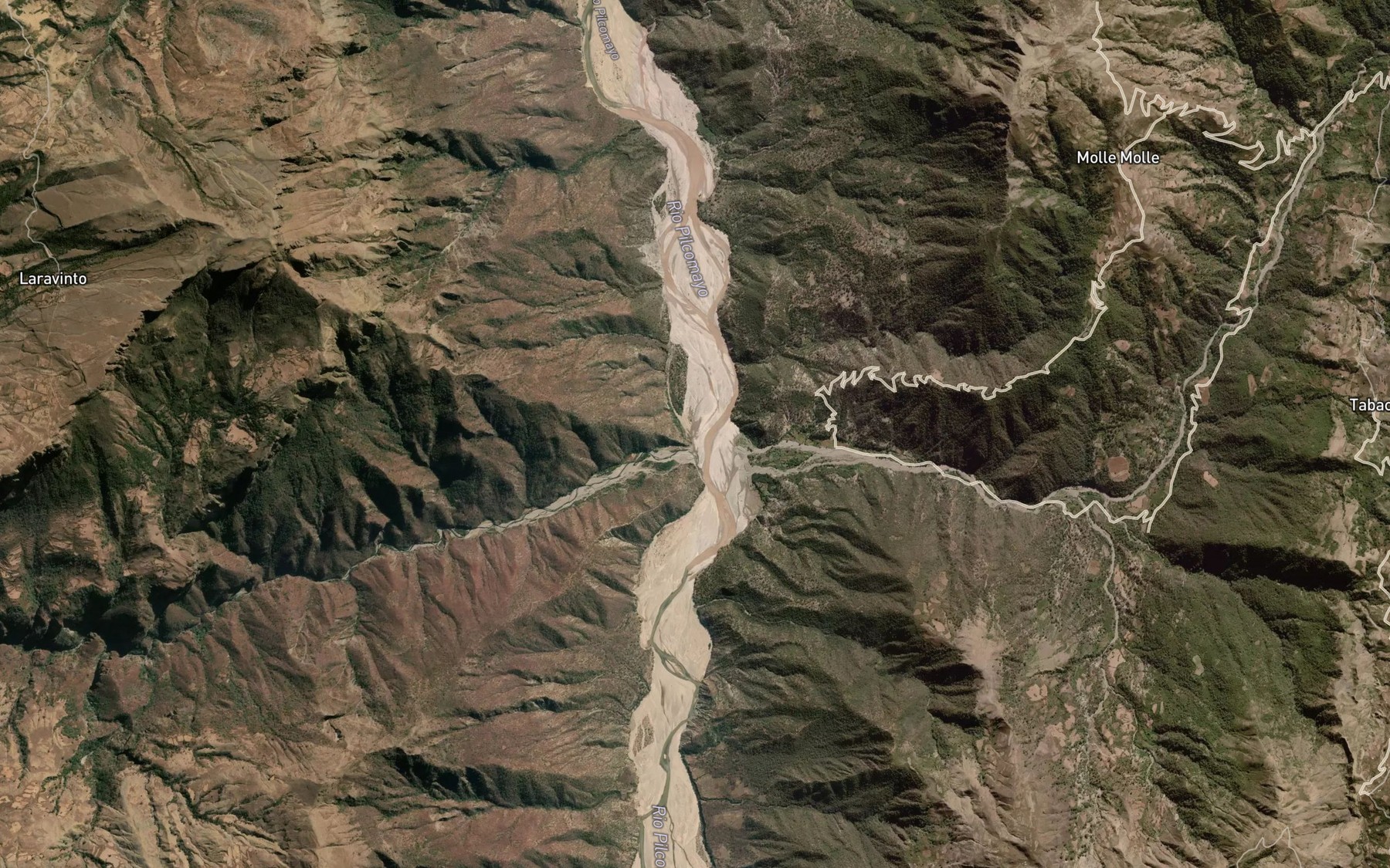 Satellite map of the Rio Chaca Mayu
