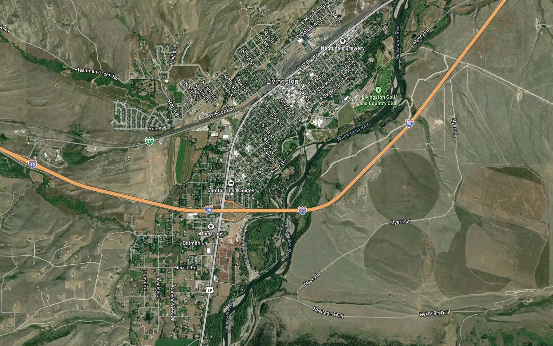 Satellite map of the Fleshman Creek