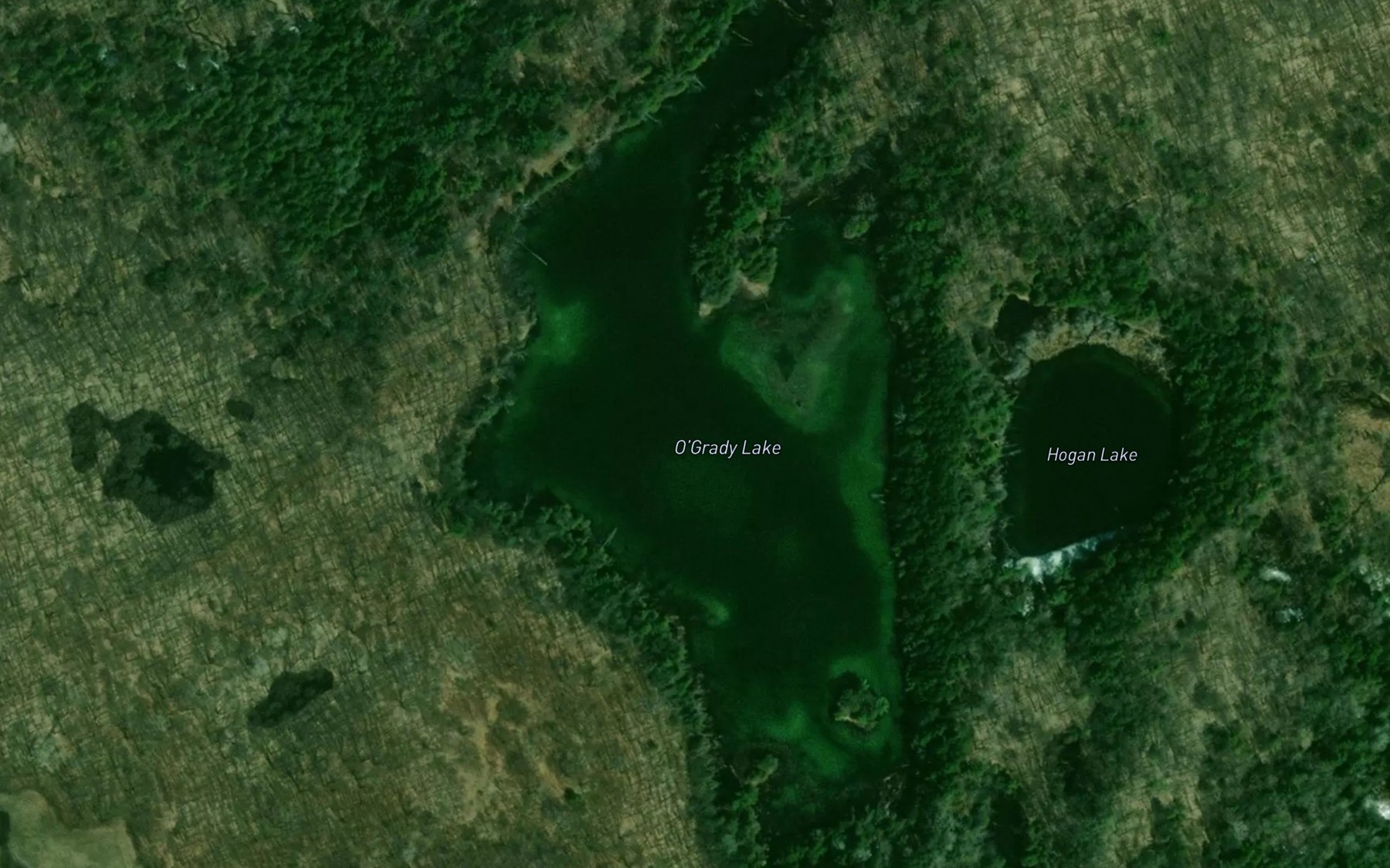 Satellite map of the O'Grady Lake