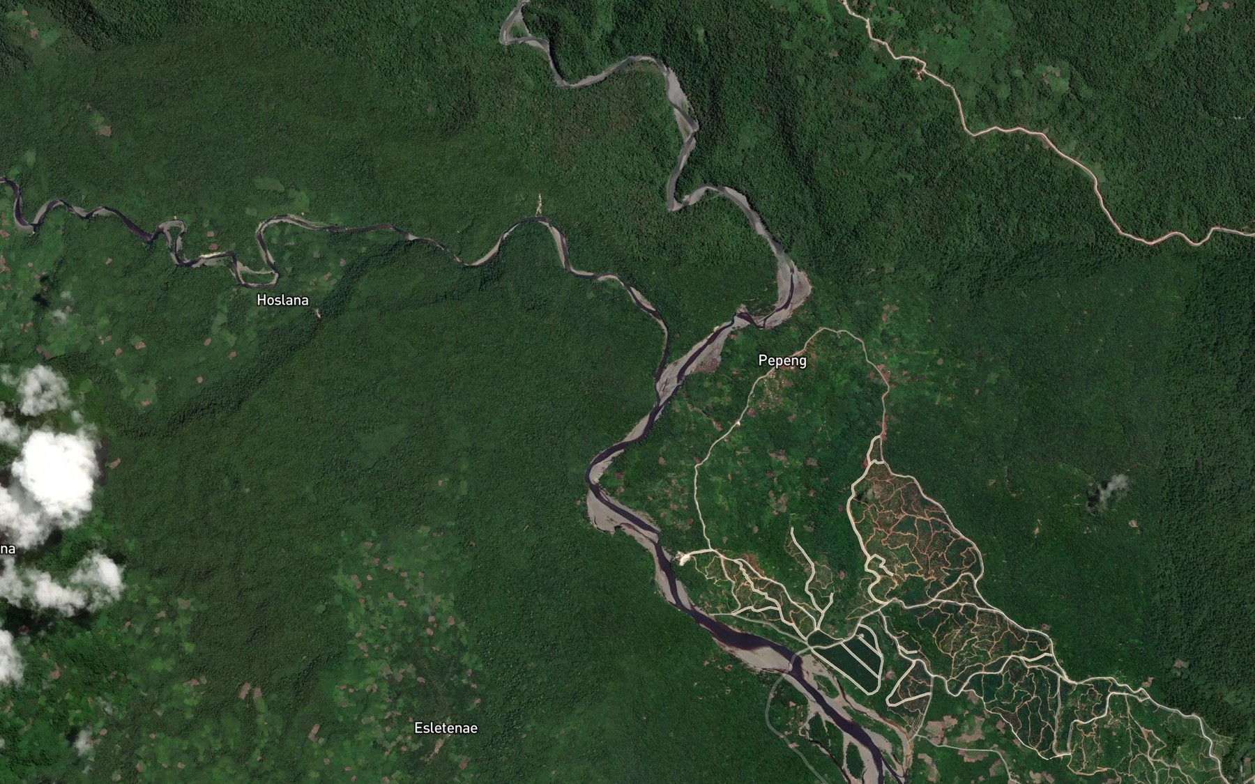 Satellite map of the Rim River