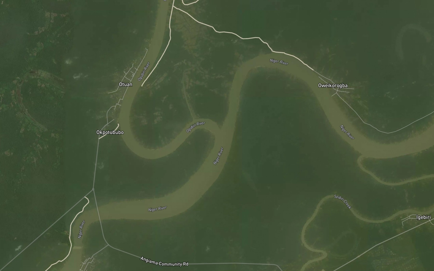 Satellite map of the River Ogubiri