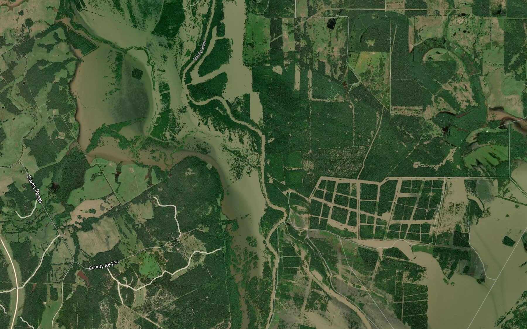 Satellite map of the Tehuacana Creek