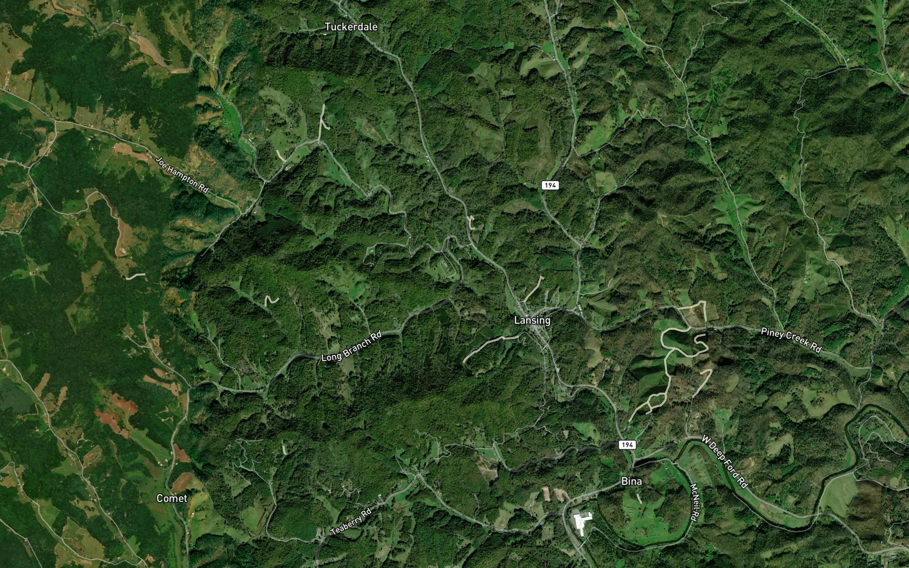Satellite map of the Long Branch