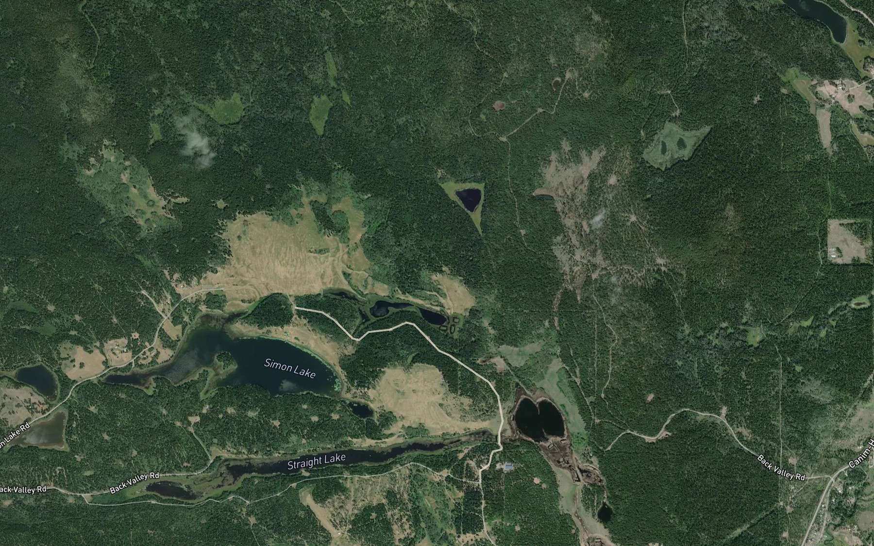 Satellite map of the Milch Lakes
