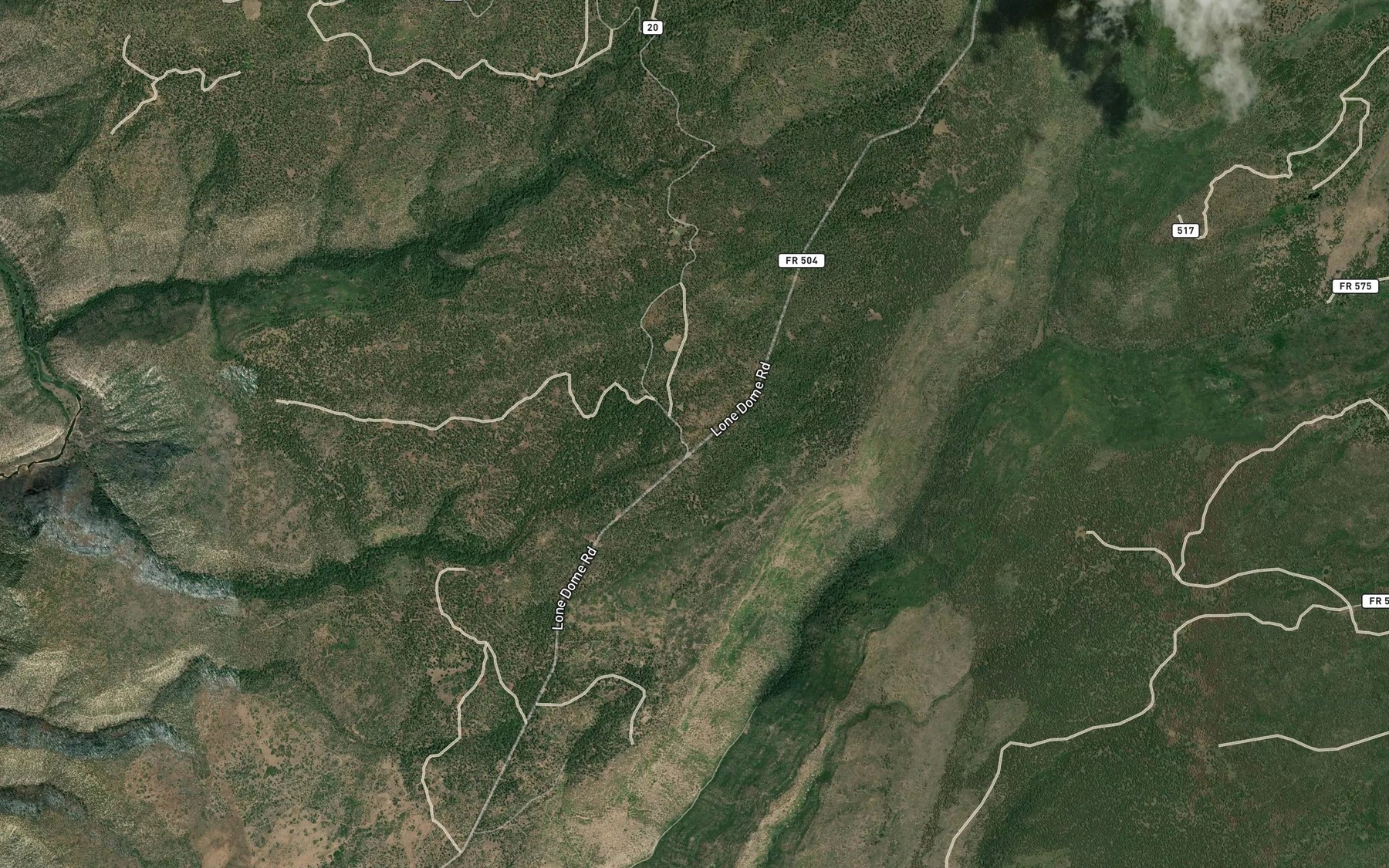Satellite map of the Side Canyon Reservoir