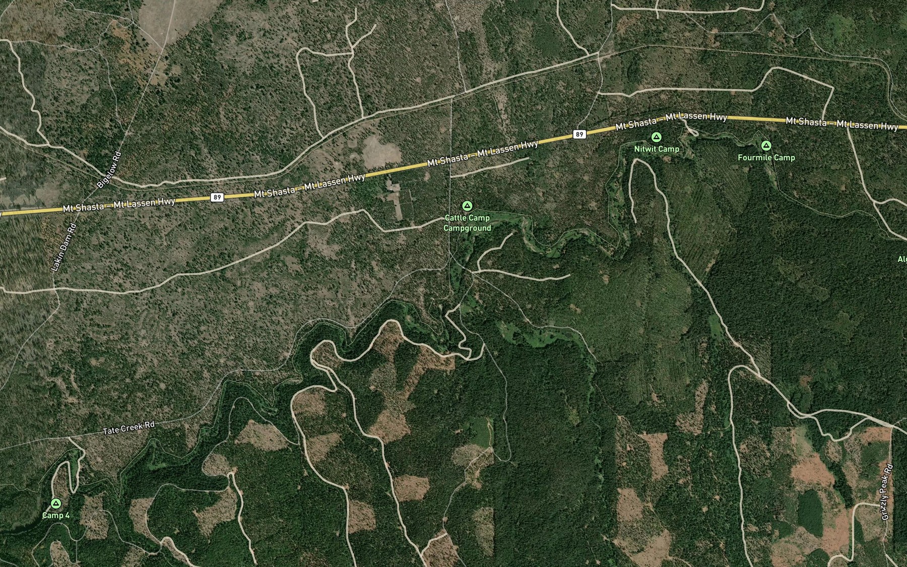 Satellite map of the Tate Creek
