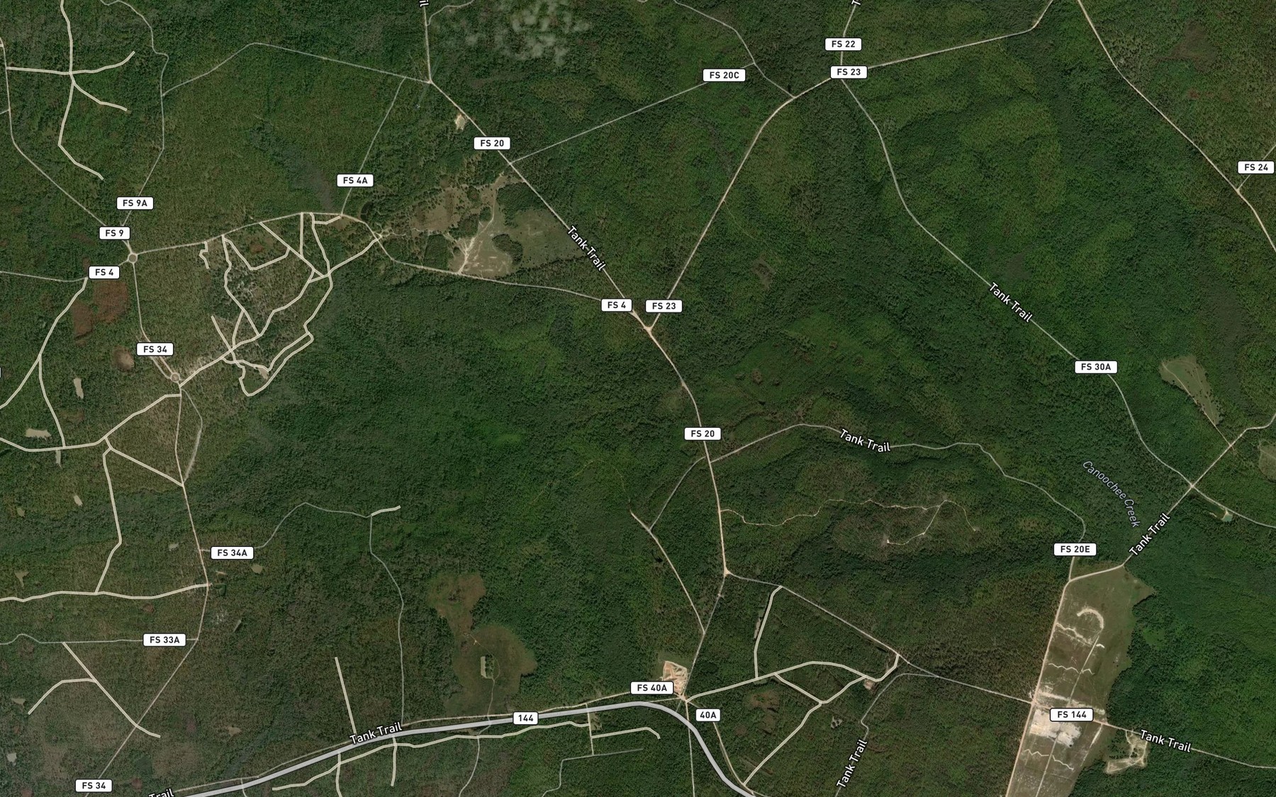 Satellite map of the Strickland Pond (historical)