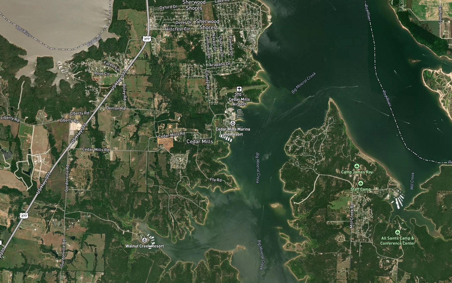 Satellite map of the Cedar Creek