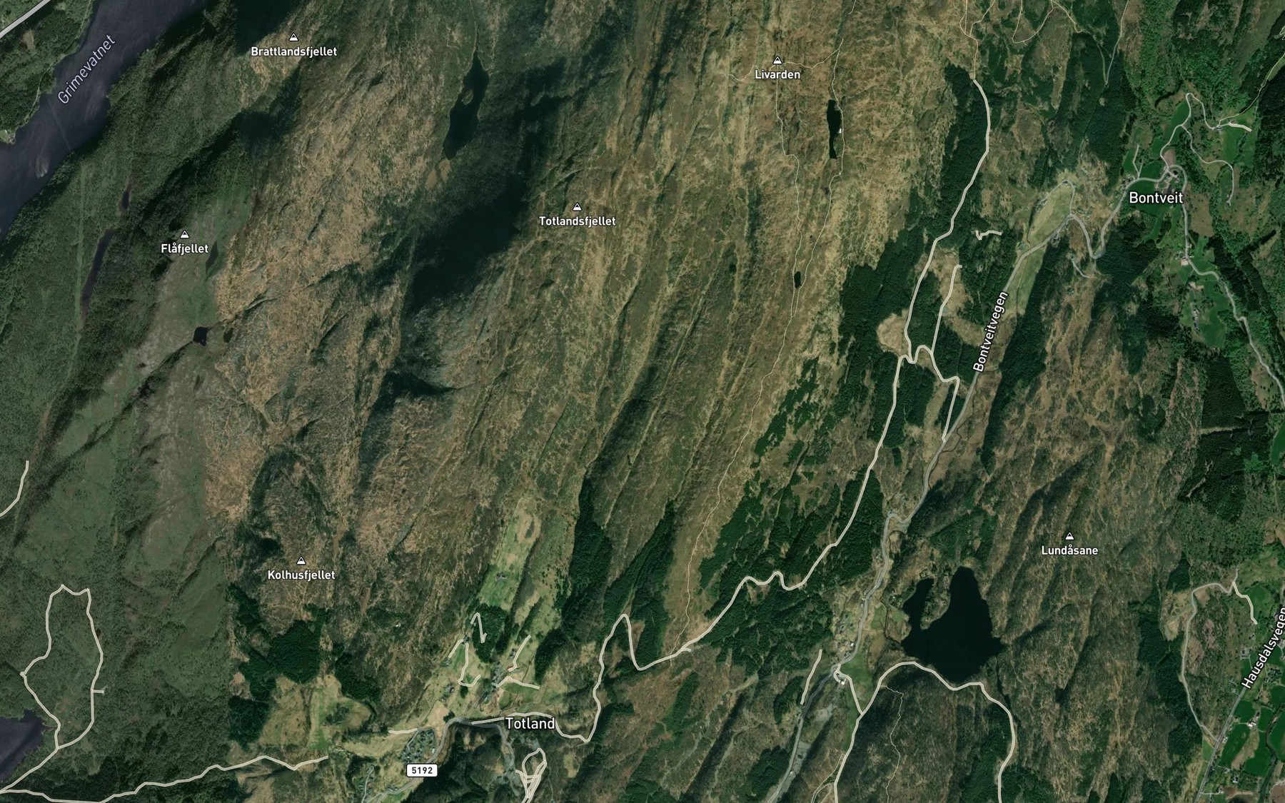 Satellite map of the Slattelifossen