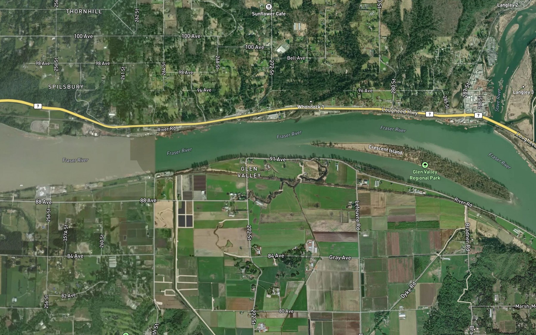 Satellite map of the York Creek
