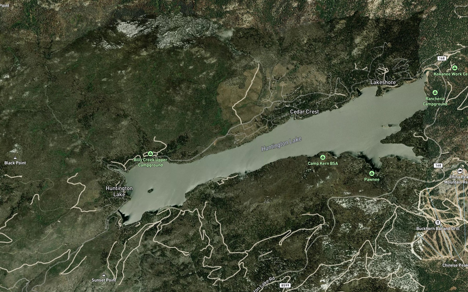 Satellite map of the Line Creek