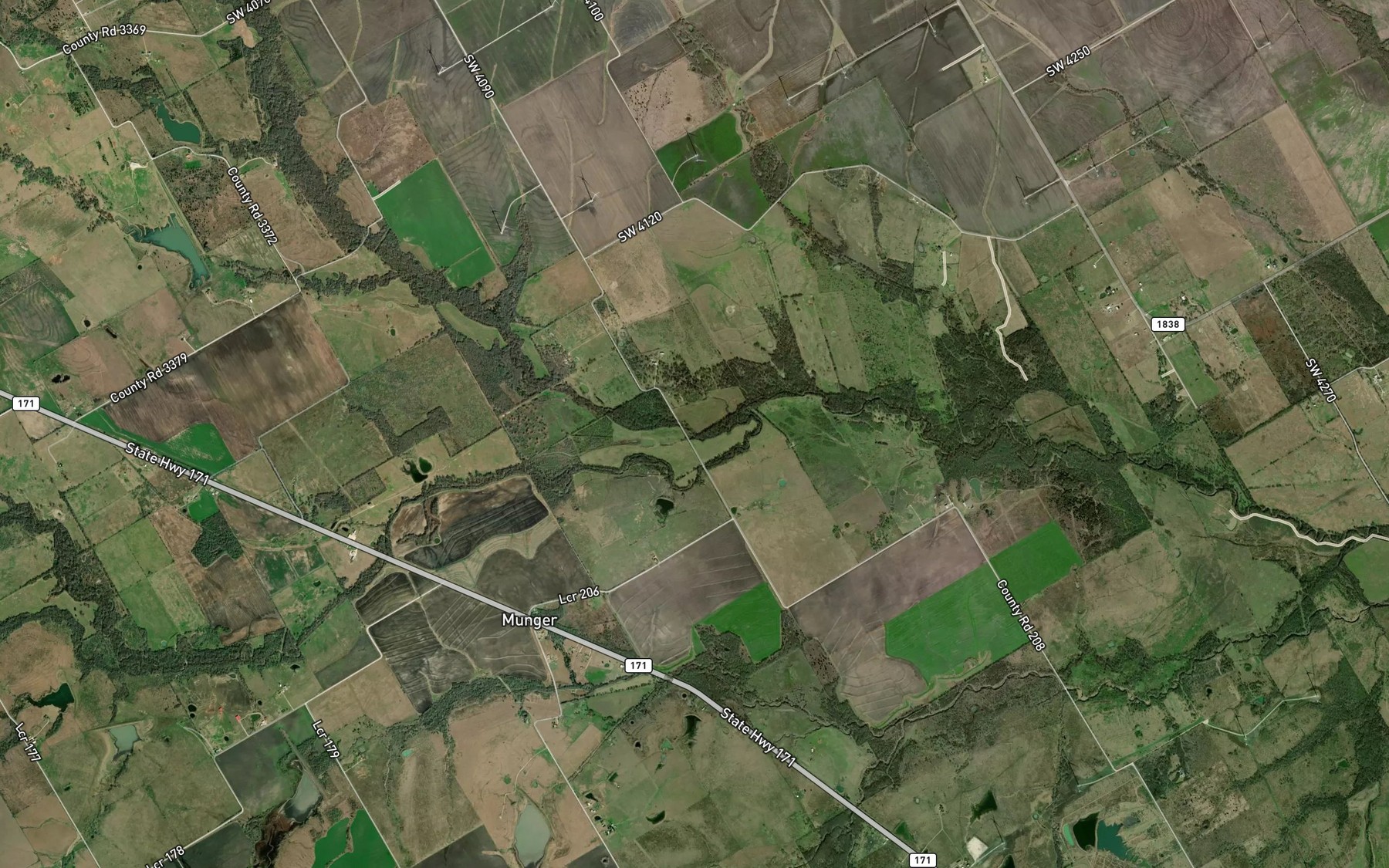 Satellite map of the North Fork Pin Oak Creek