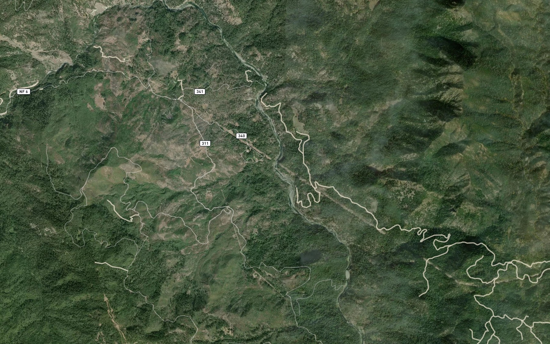 Satellite map of the Grapevine Creek