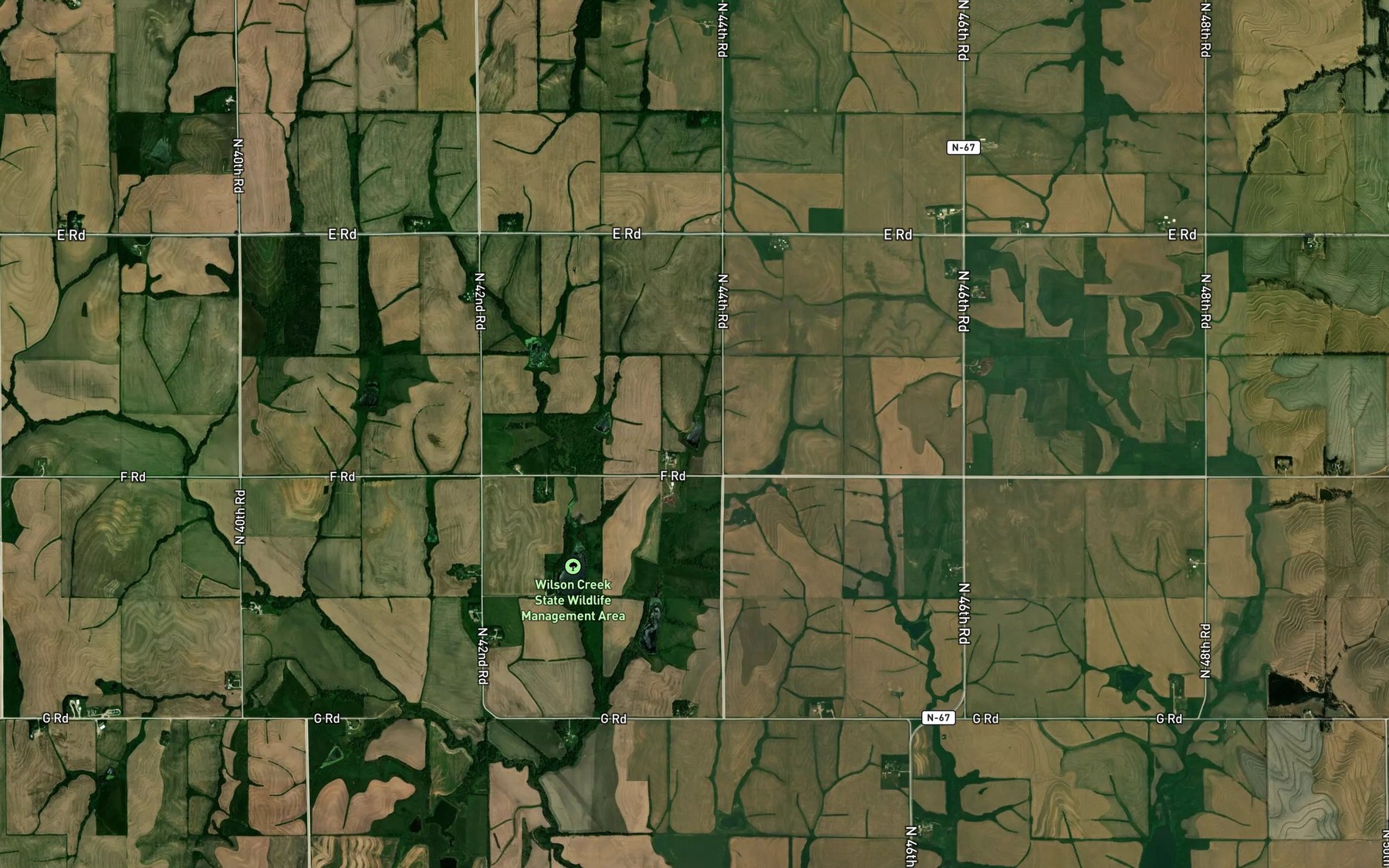 Satellite map of the Wilson Creek Reservoir 2-26