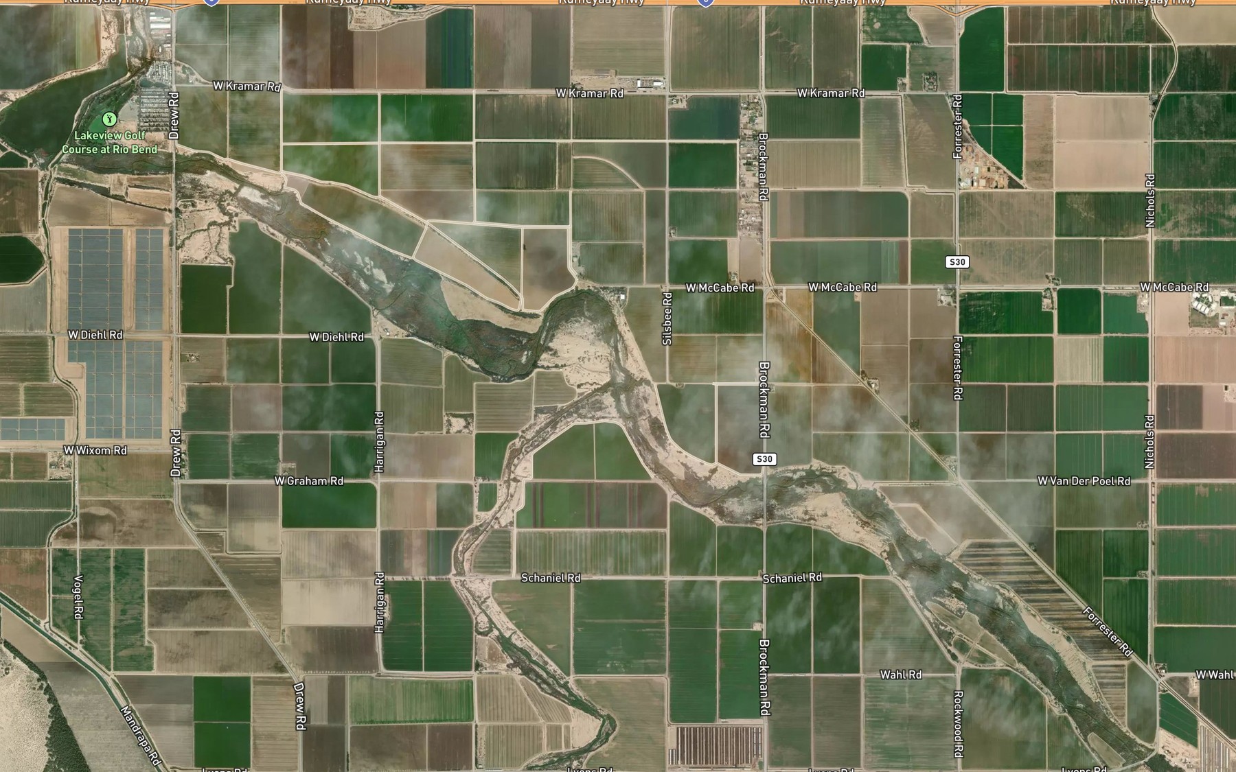 Satellite map of the Greeson Wash