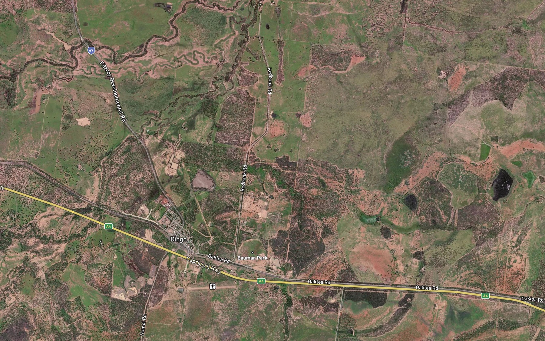 Satellite map of the Charlevue Creek