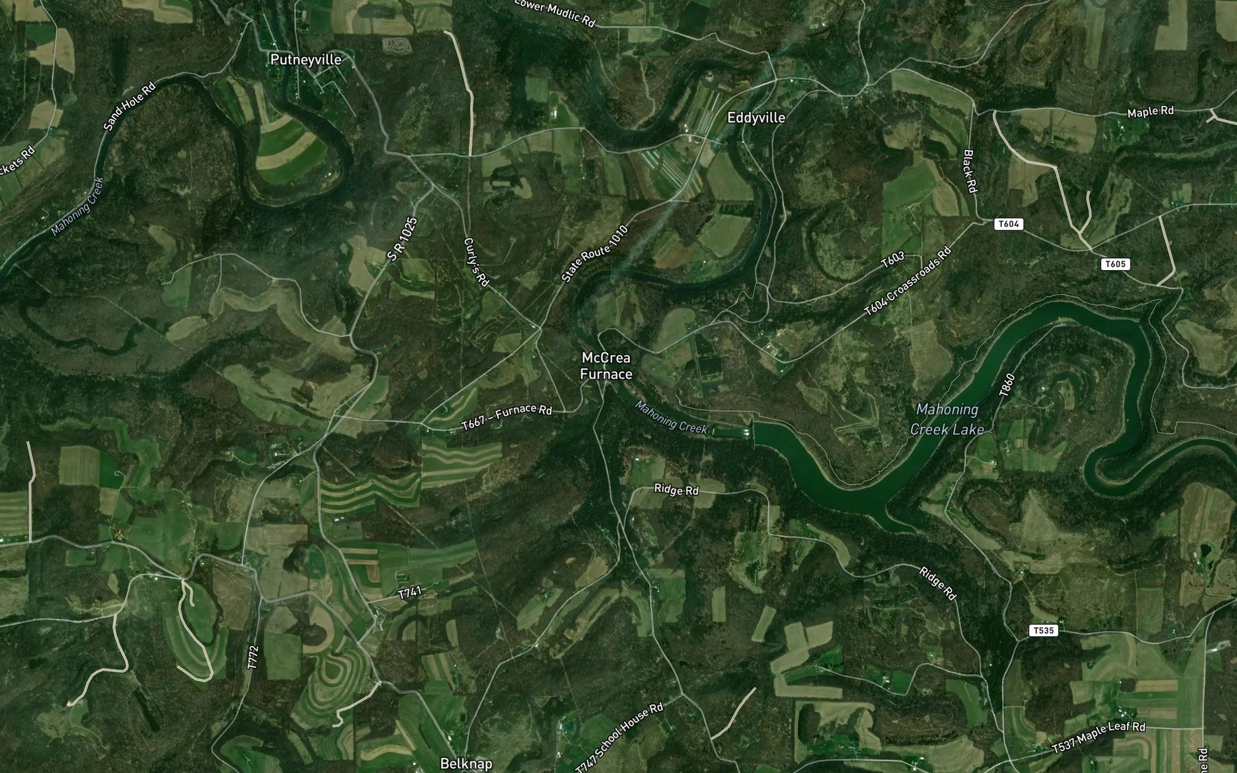 Satellite map of the Camp Run