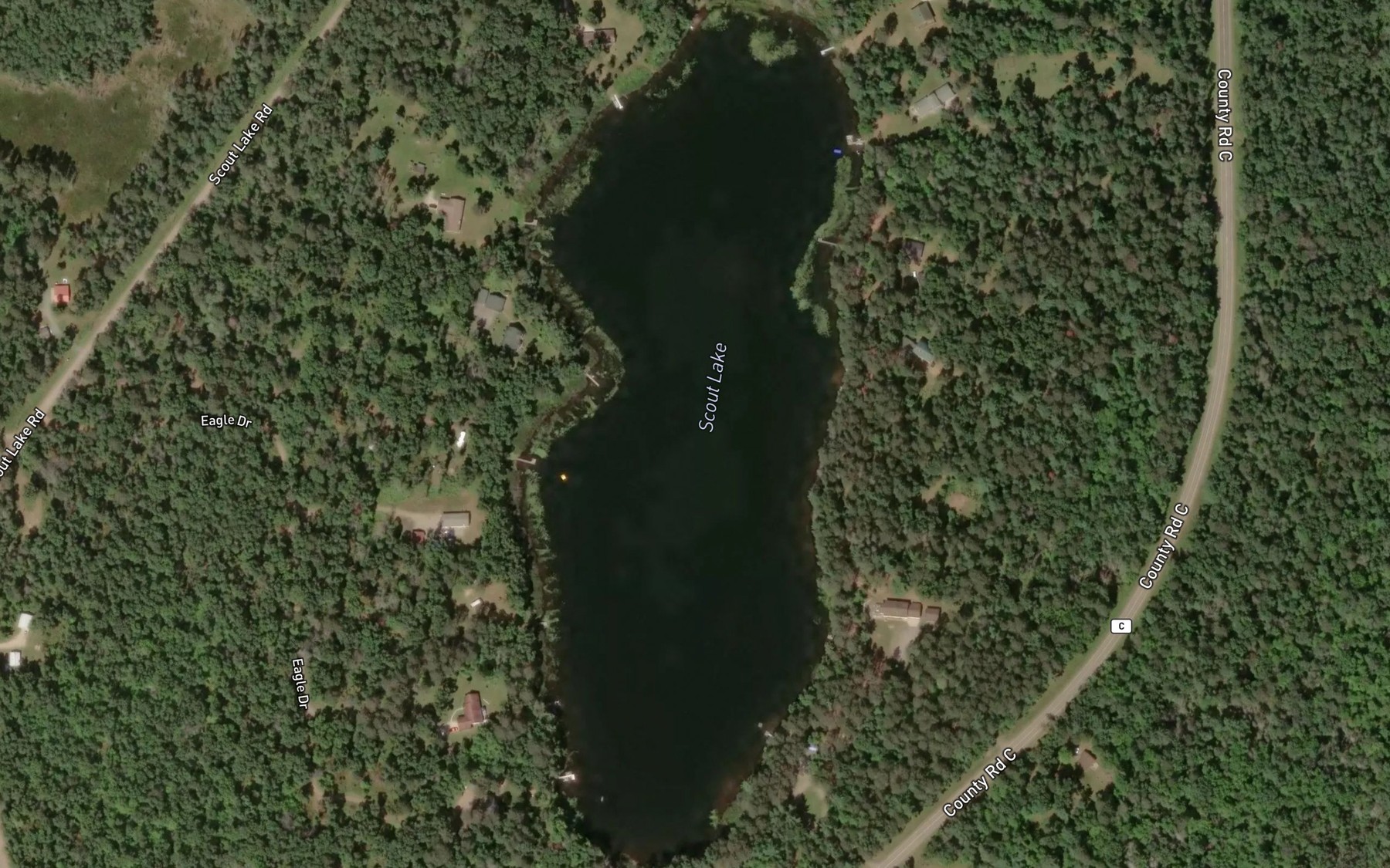 Satellite map of the Scout Lake