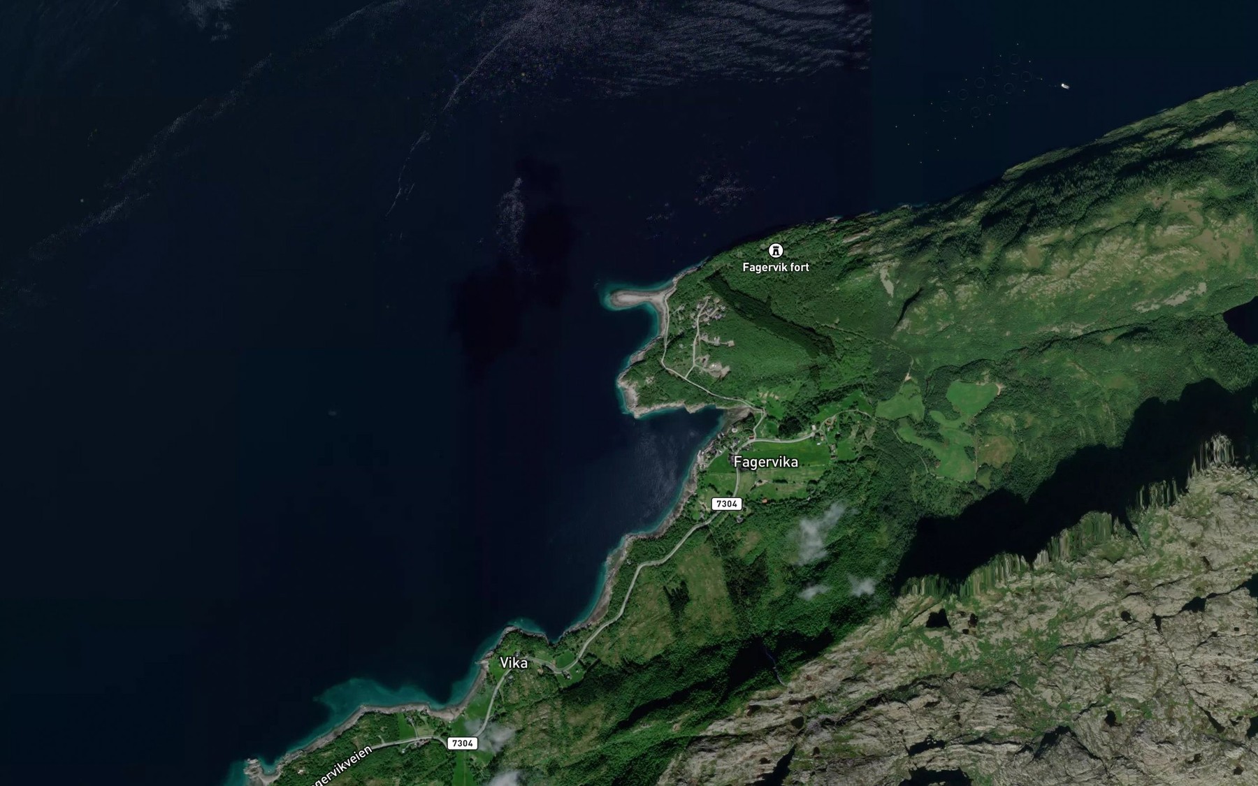 Satellite map of the Hestnesvikja