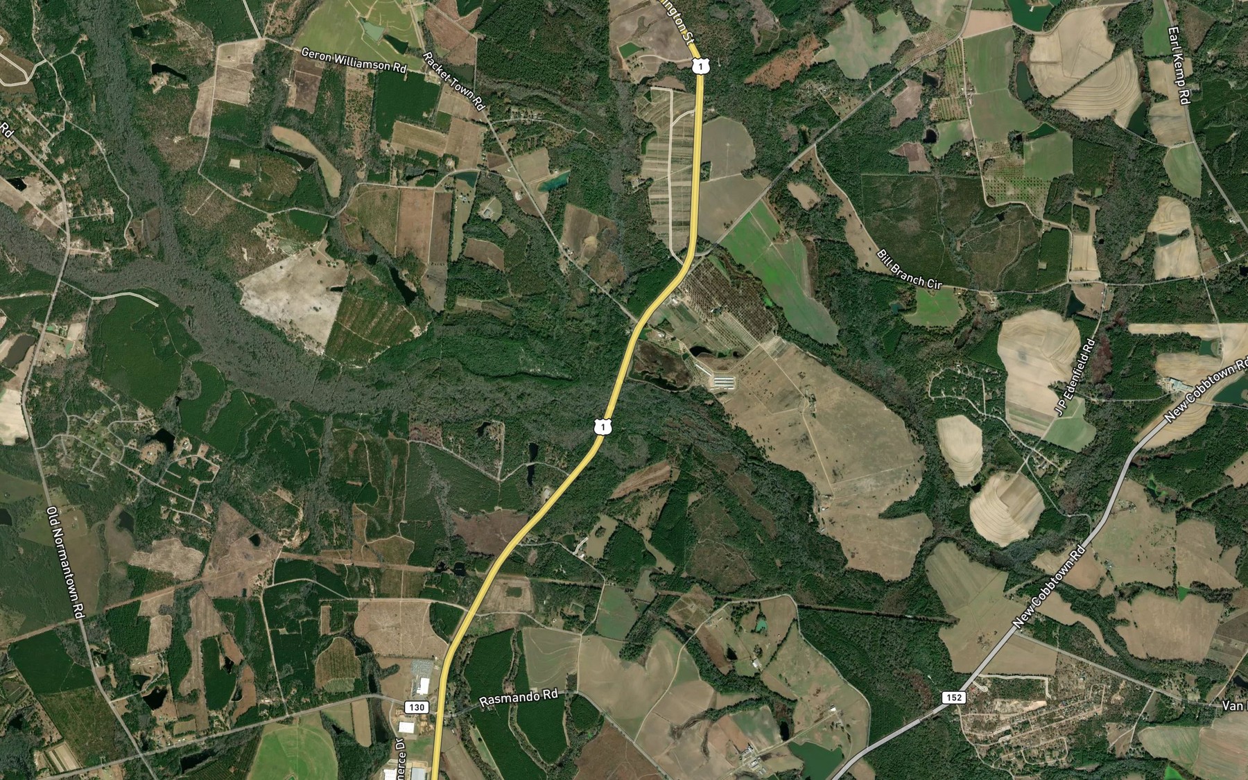 Satellite map of the Little Reedy Creek