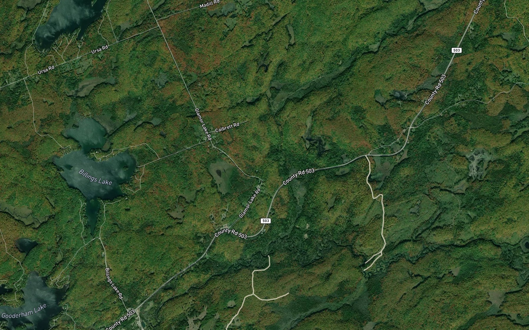 Satellite map of the McCue Creek