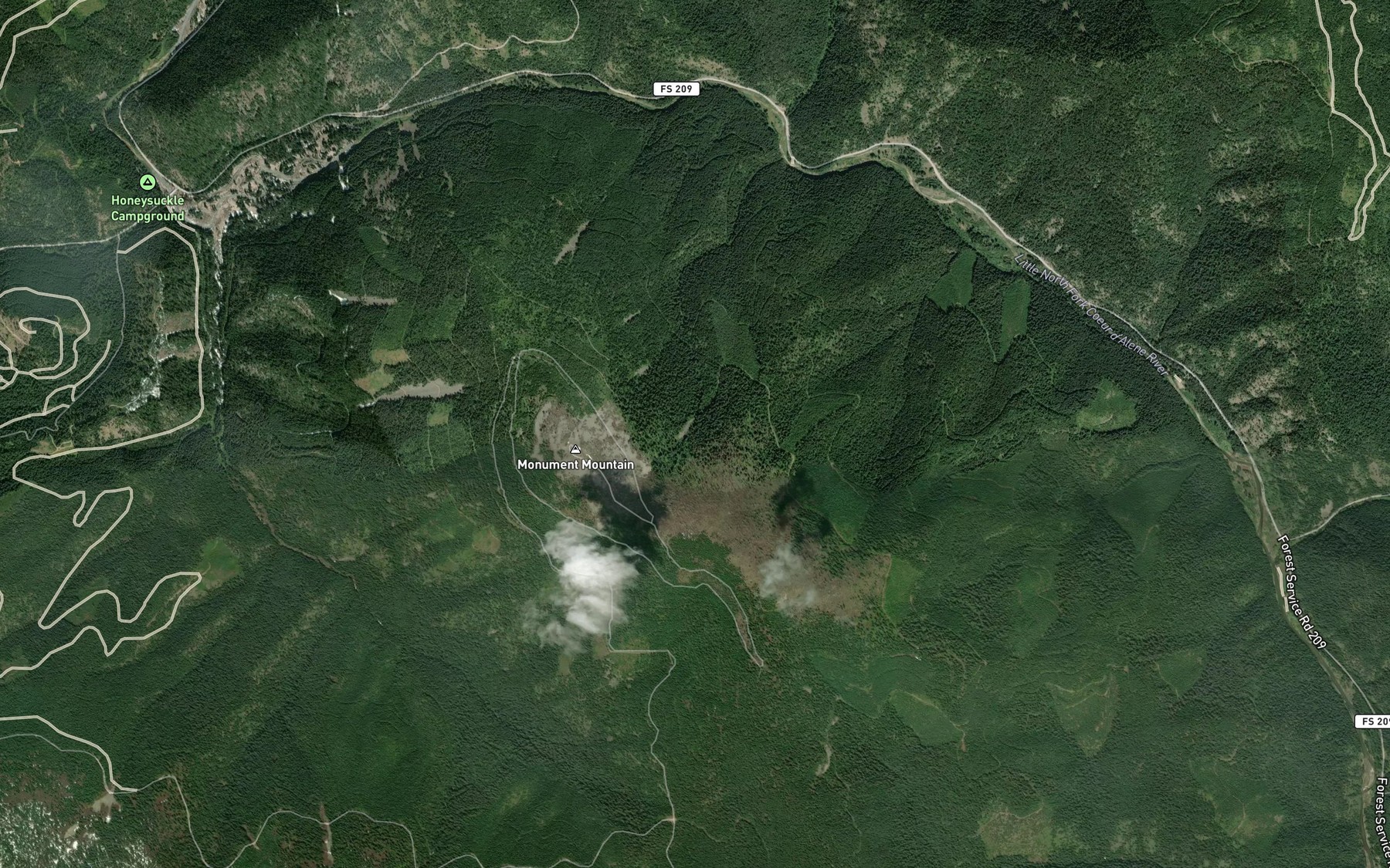 Satellite map of the Delaney Creek