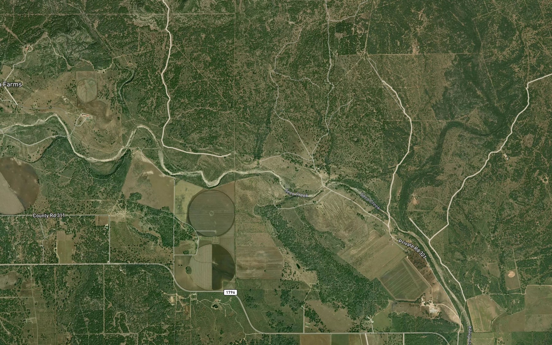 Satellite map of the Cedar Creek